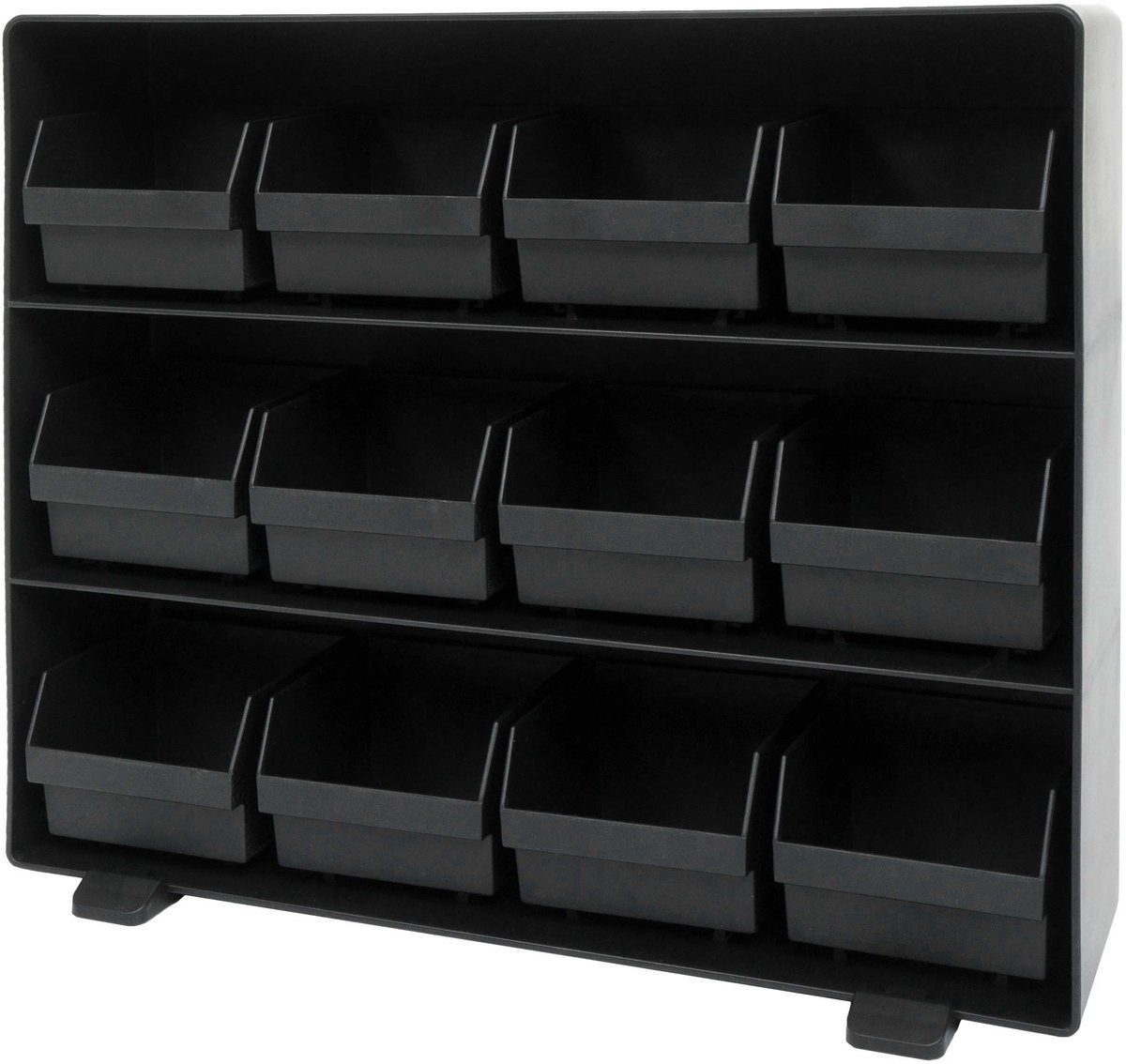MCW Aufbewahrungsbox M10 Aufbewahrungsbox, 12 Fächer, 30 x 33 x 8 cm, schwarz (1 St), 12 Fächer, schwarz, Kunststoff