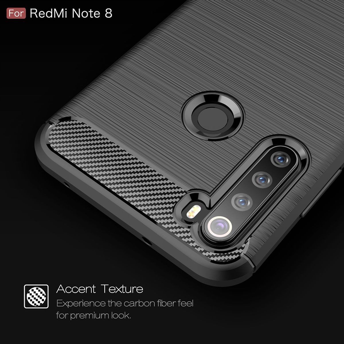 König Design Handyhülle Xiaomi Redmi Note 8, Xiaomi Redmi Note 8 Handyhülle Carbon Optik Backcover Grau