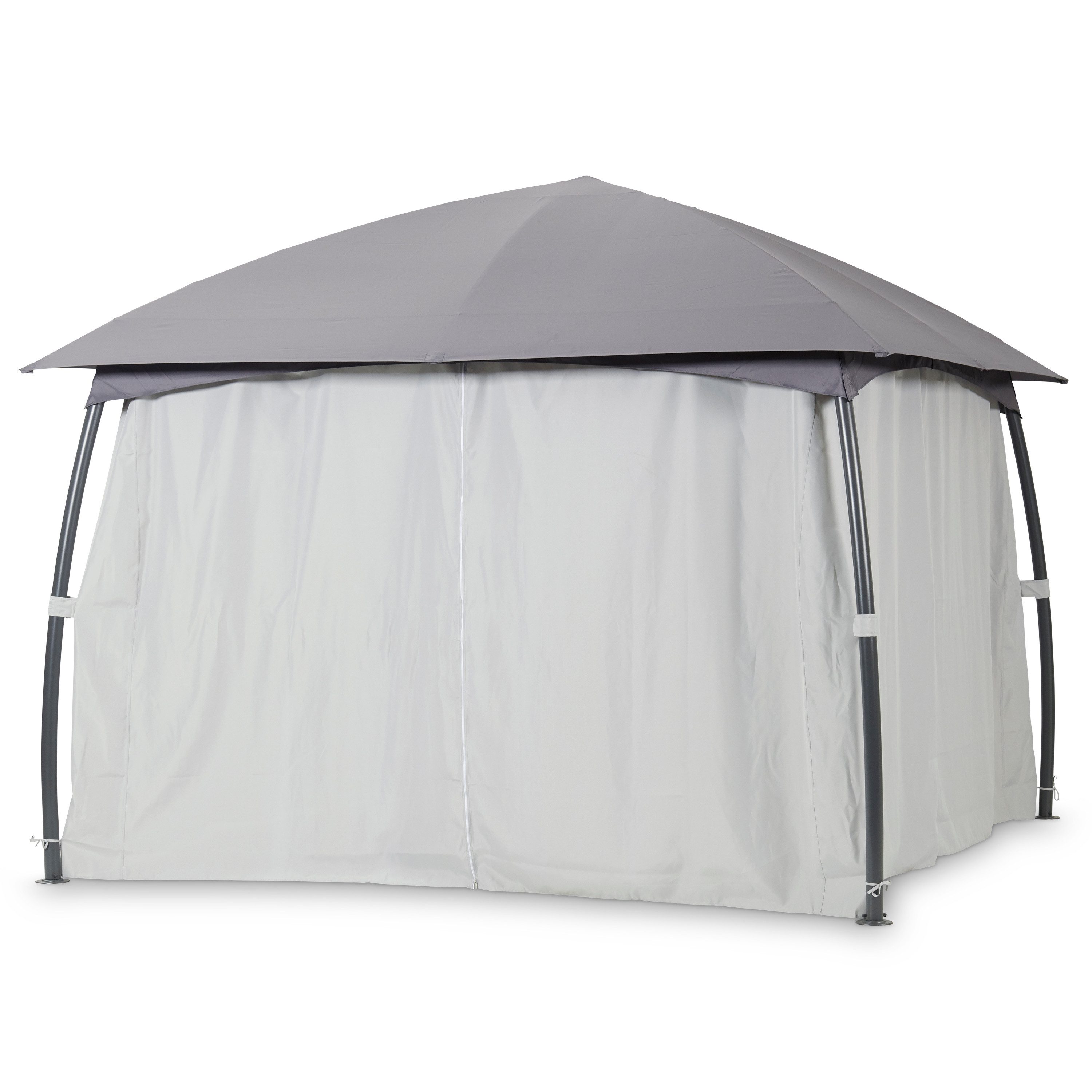 Leco Pavillon Gartenpavillon Überdachung Sonnendach MILENA 3,3x3,3 m anthrazit grau, mit 4 Seitenteilen, ca. B 330 x T 330 x H 268 cm