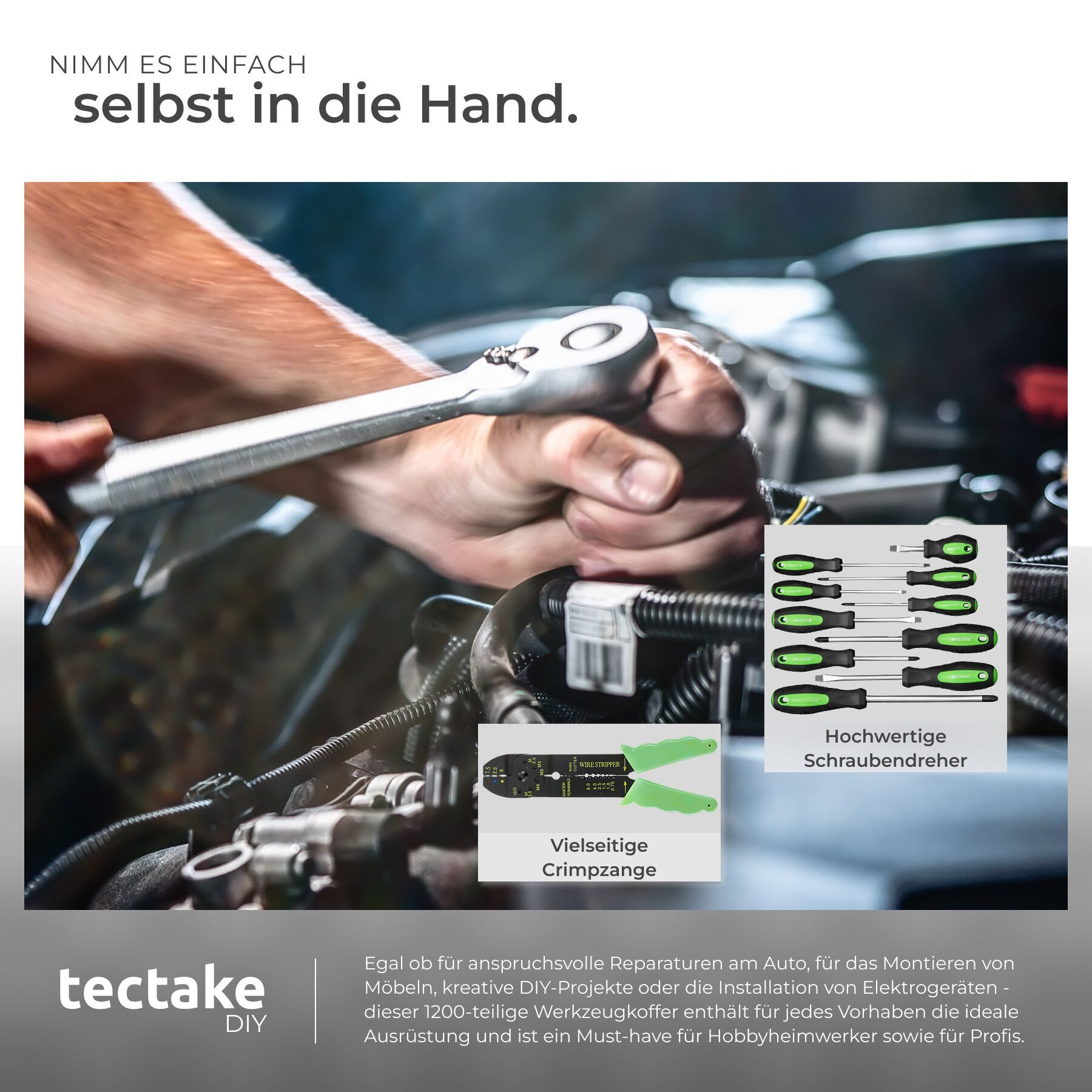 tectake Werkzeugtrolley Werkzeugkoffer alu mit 1200 Teilen und 4 Ebenen (leerer Aluminium Werkzeugkoffer, in schwarz), rollen und teleskopgriff für einfache mob – Bild 5 von 5