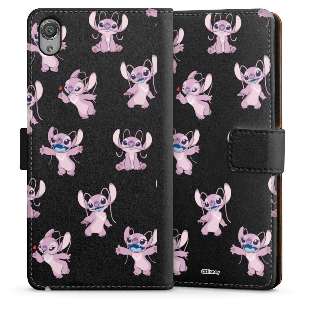 DeinDesign Handyhülle Lilo & Stitch Engel Disney Angel Faces Pattern Transparent, Sony Xperia X Hülle Flip Case Klapphülle Handytasche Leder