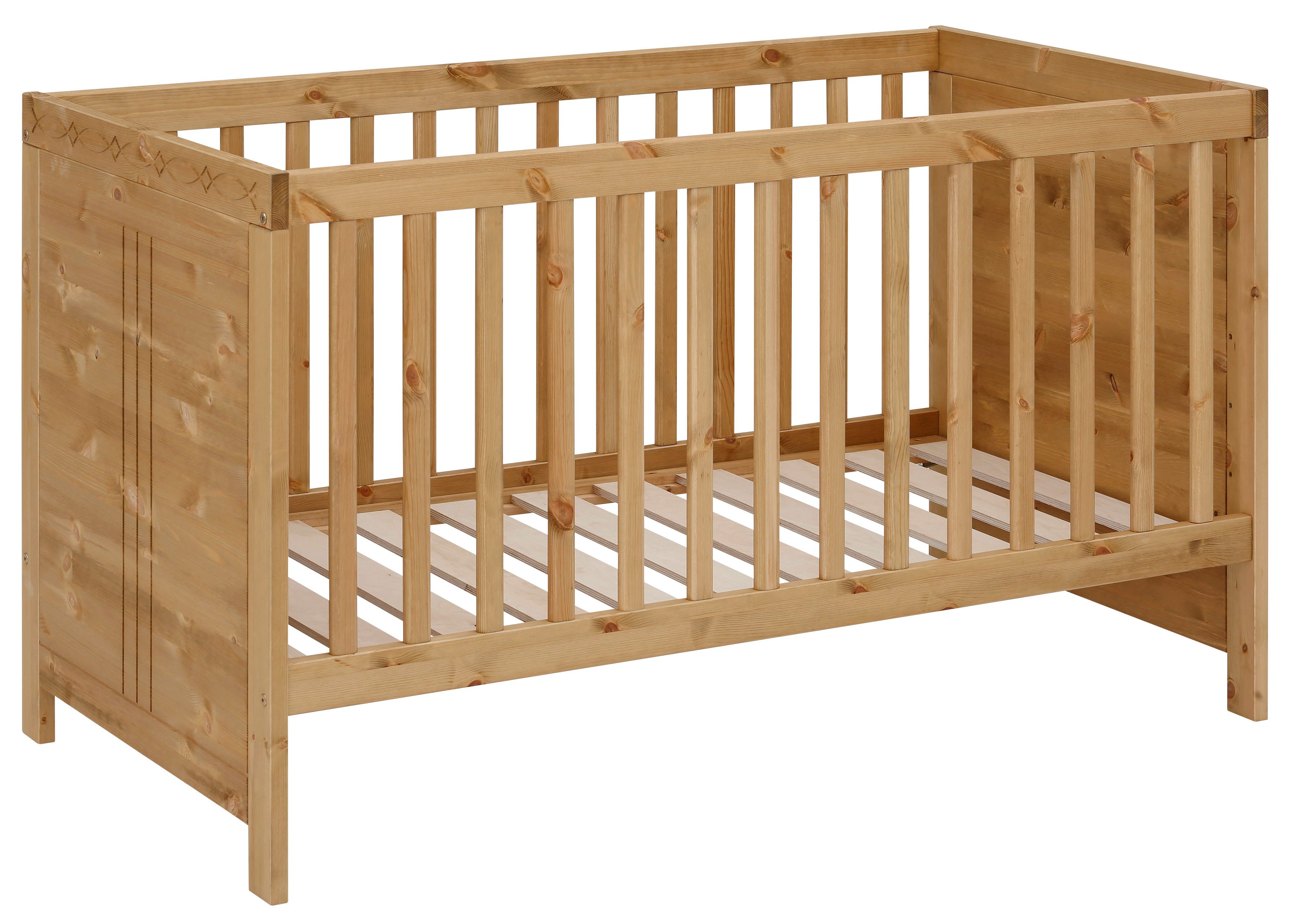Lüttenhütt Indra baby cot, removable bars, 4-position adjustable lying height, FSC® certified solid wood, country style with great details