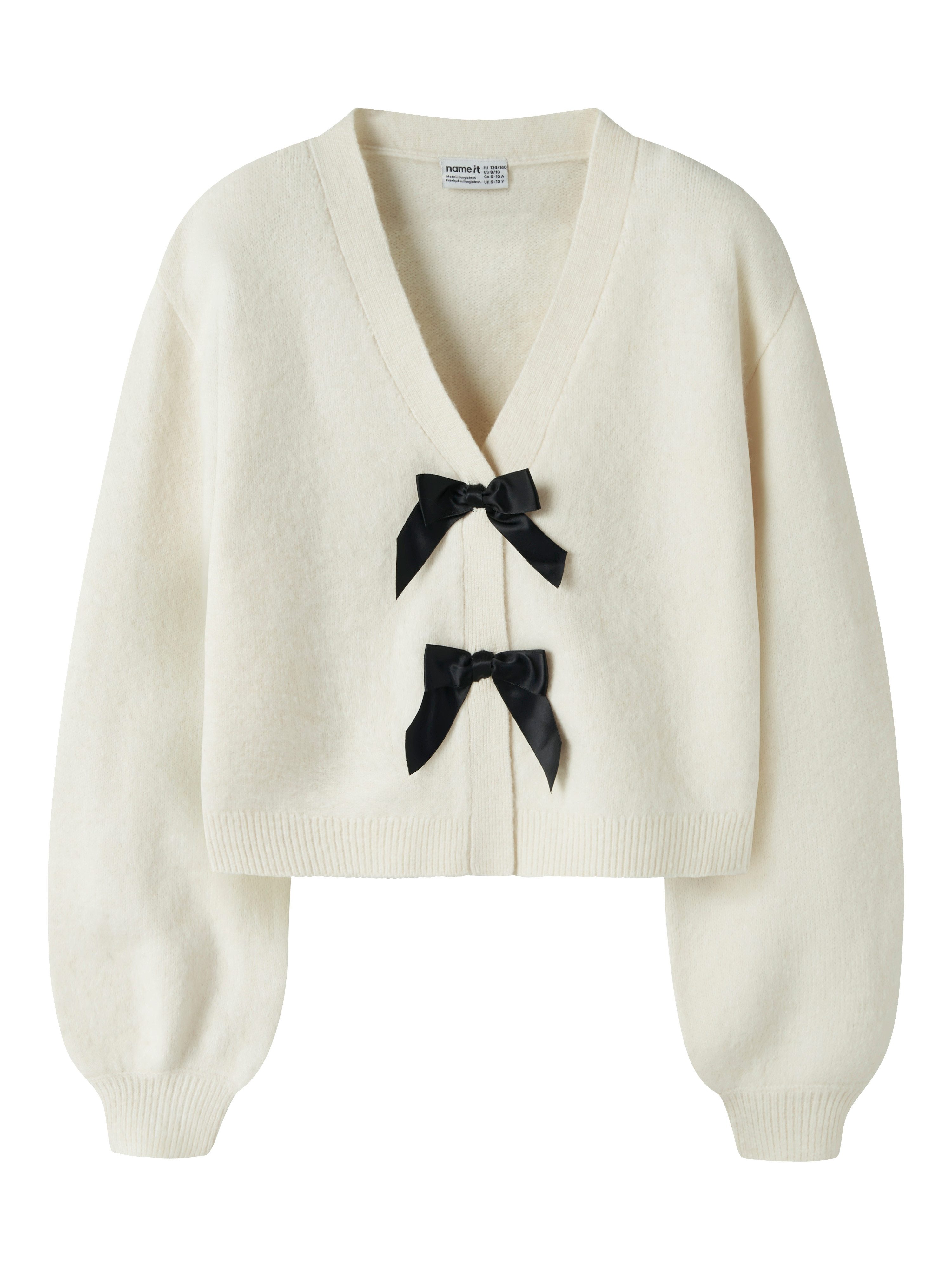 Name It Strickjacke NKFRINA LS KNIT CARD NOOS Materialmix, regular fit, Schleifen Details – Bild 2 von 5