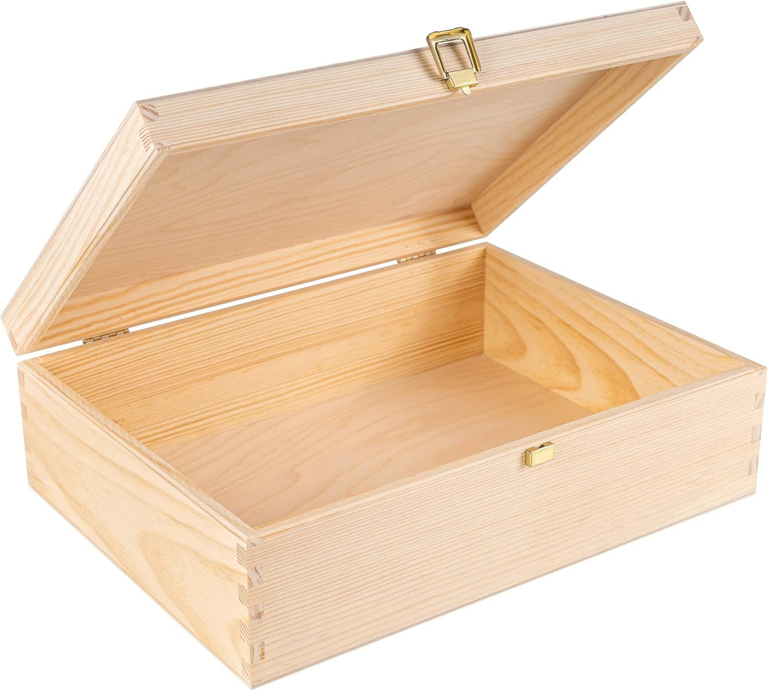Creative Deco Holzkiste A4 mit Deckel Unlackierte Aufbewahrungsbox, Holzbox Ideale Schatulle zur Lagerung der Wertsachen, Dokumente