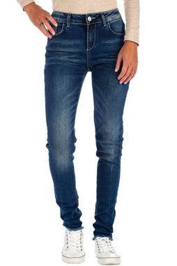 Cipo & Baxx Slim-fit-Jeans Damen Hose BA-19CB06 mit ausgefranstem Saum