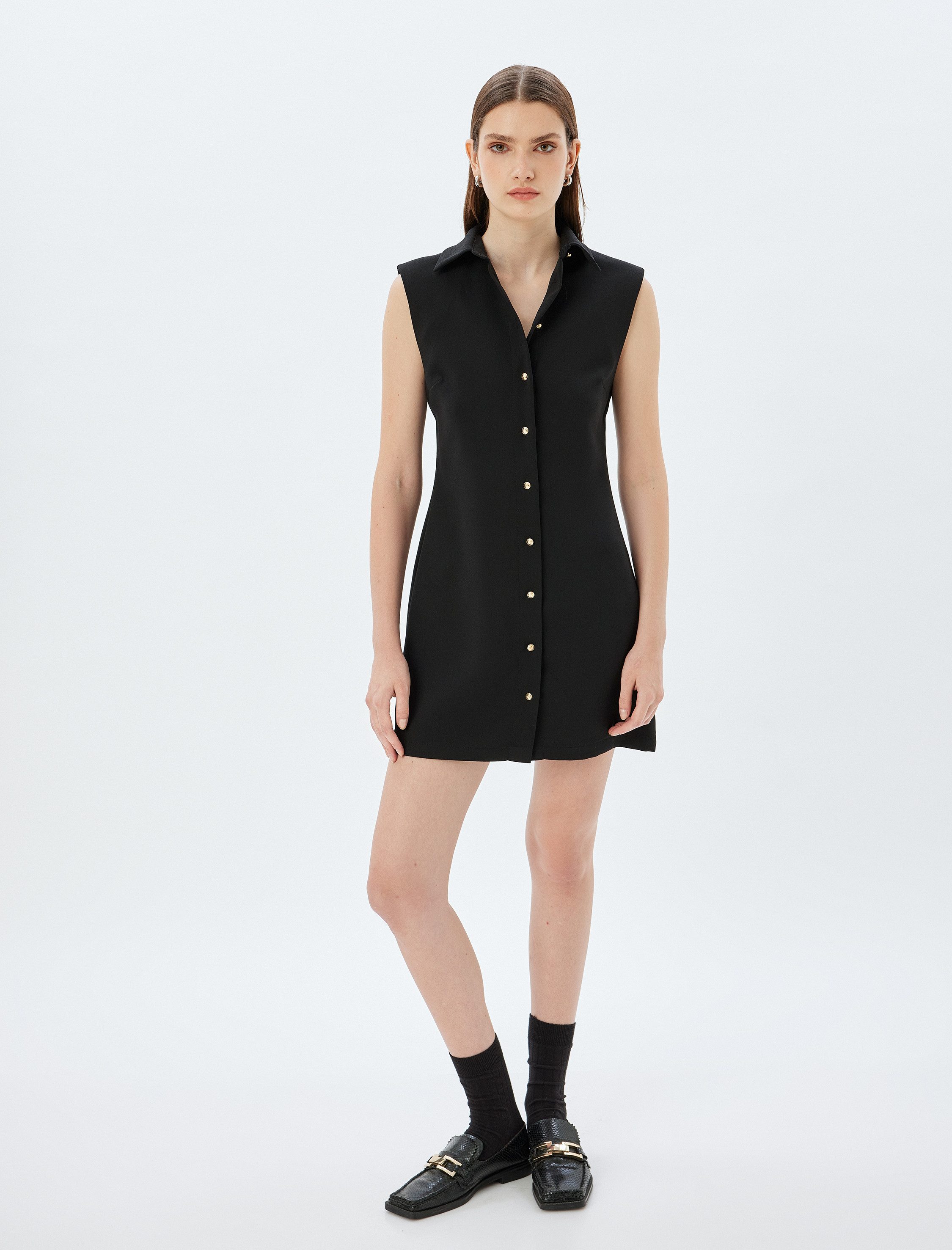 Koton Hemdblusenkleid Koton Ärmelloses Mini-Hemdkleid