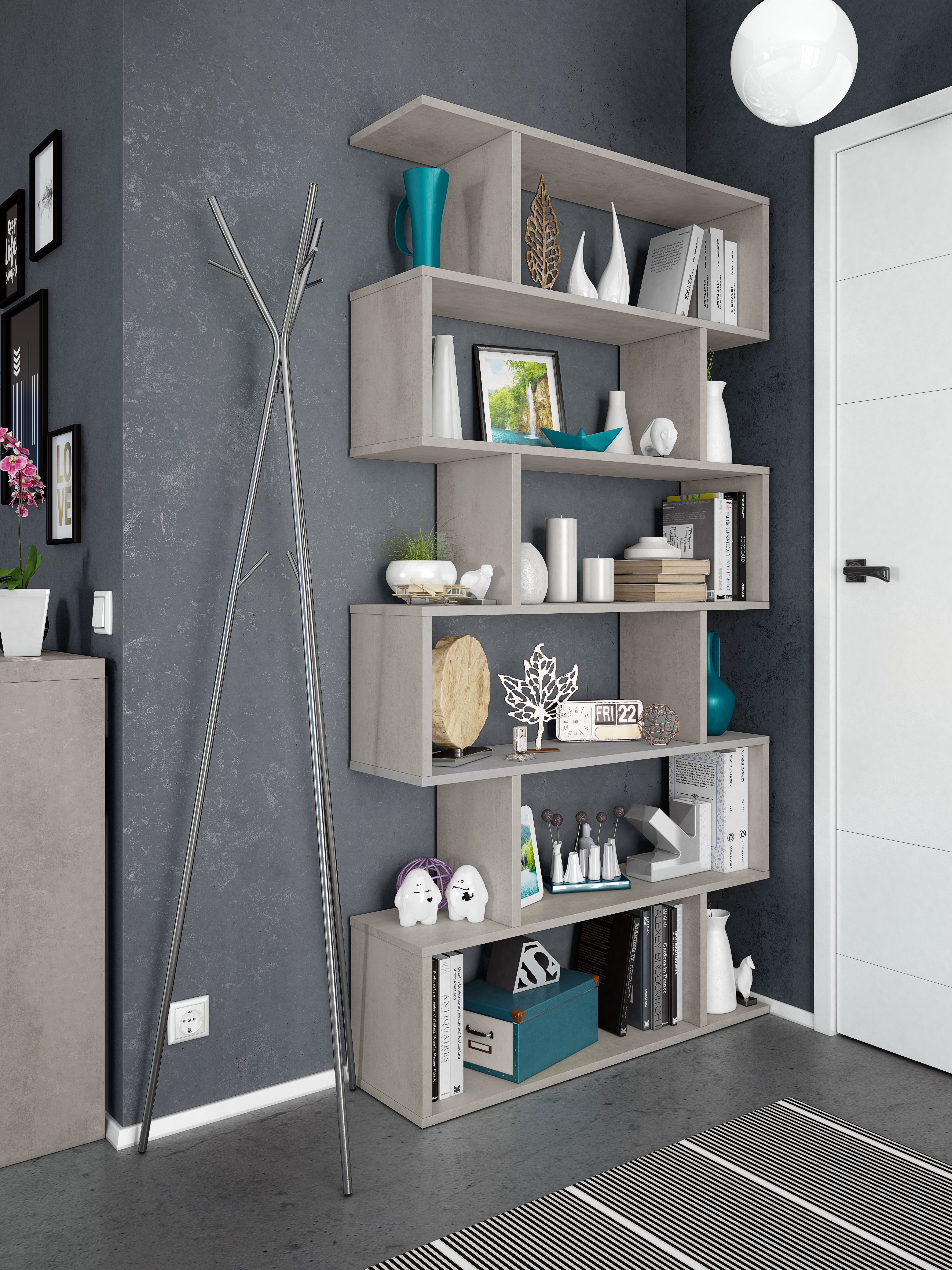 habeig Raumteilerregal Stufenregal Bücherregal Hochregal Raumteiler Wohnzimmer 192x80x24cm, als Raumteiler nutzbar