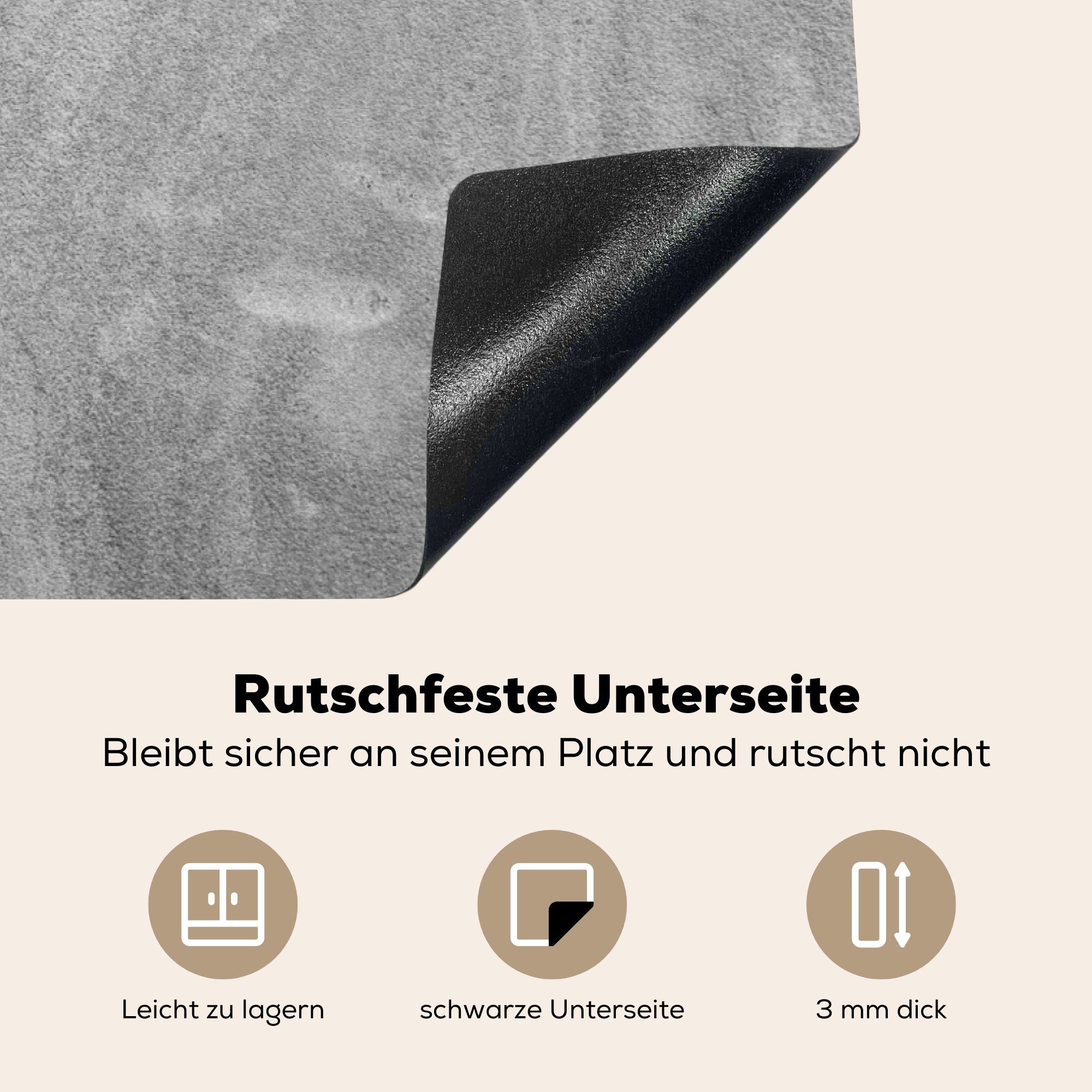 Stein - 81x52 cm, MuchoWow für Grau - Herdblende-/Abdeckplatte die küche, (1 tlg), Ceranfeldabdeckung Schutz Induktionskochfeld Vinyl, - Bauwerke Design,