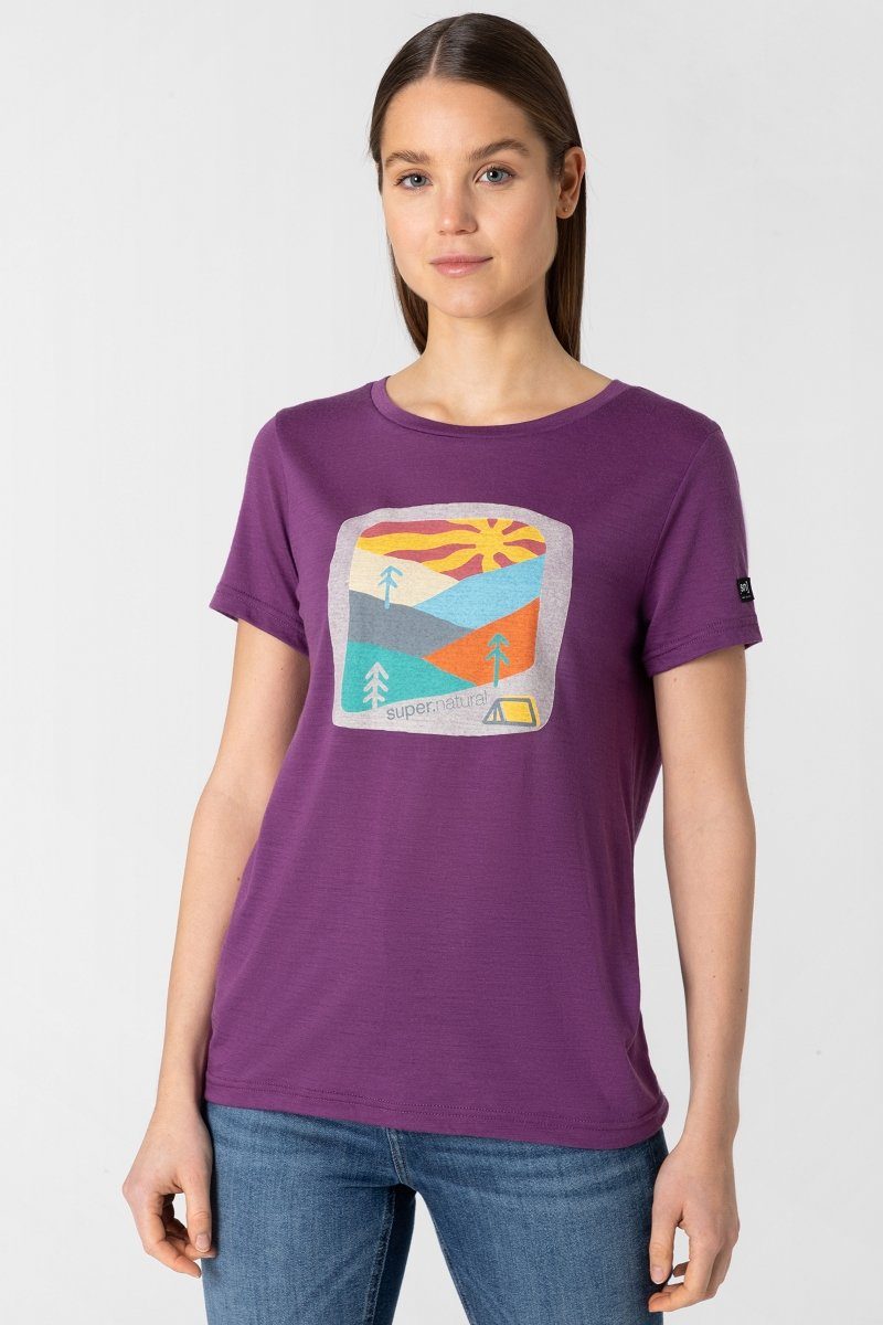 SUPER.NATURAL Print-Shirt Merino T-Shirt W MOUNTAIN günstig online kaufen