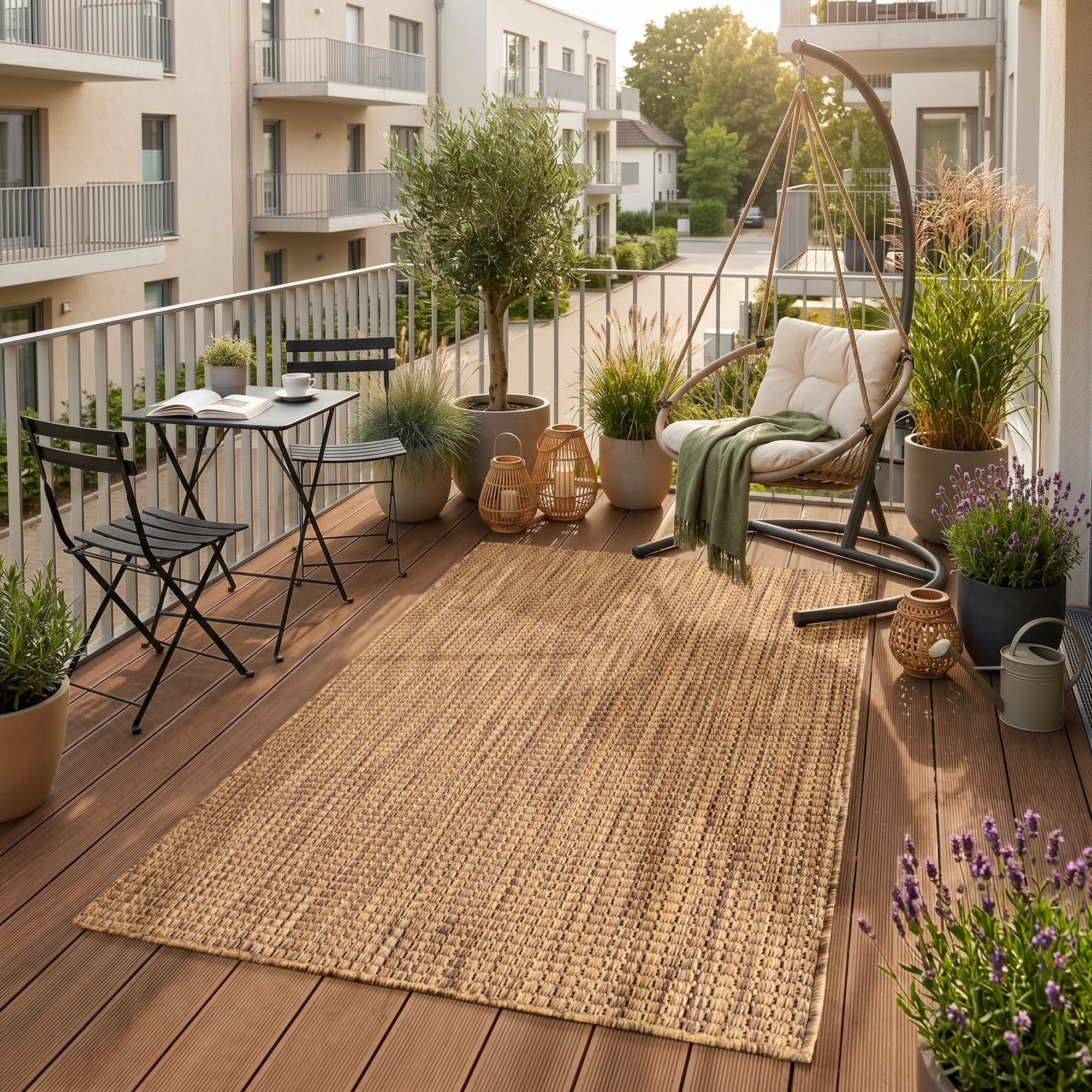 SIMPEX24 Outdoorteppich Einfarbig, Läufer, Höhe: 3 mm, Teppich Wetterfest Waschbar Balkon, Garten, Terrasse und Küchenteppich