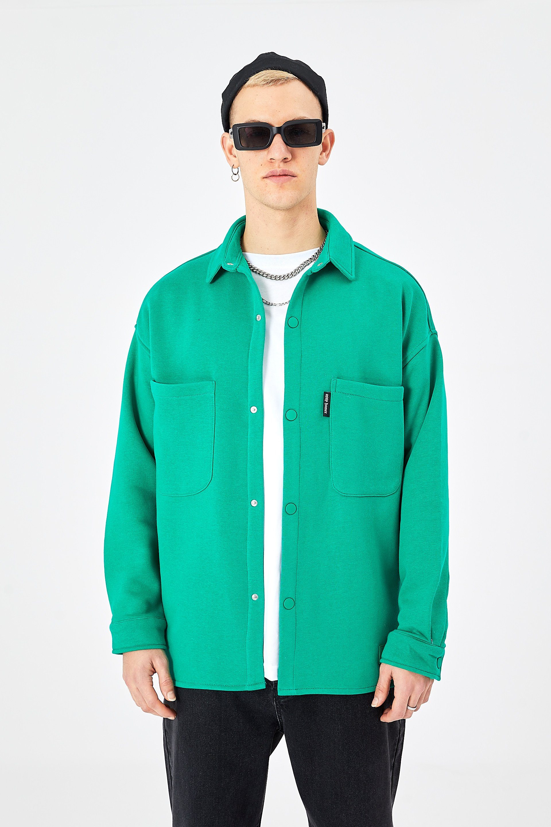 Hemdjacke aus Baumwolle in Oversize Fit Übergangsjacke