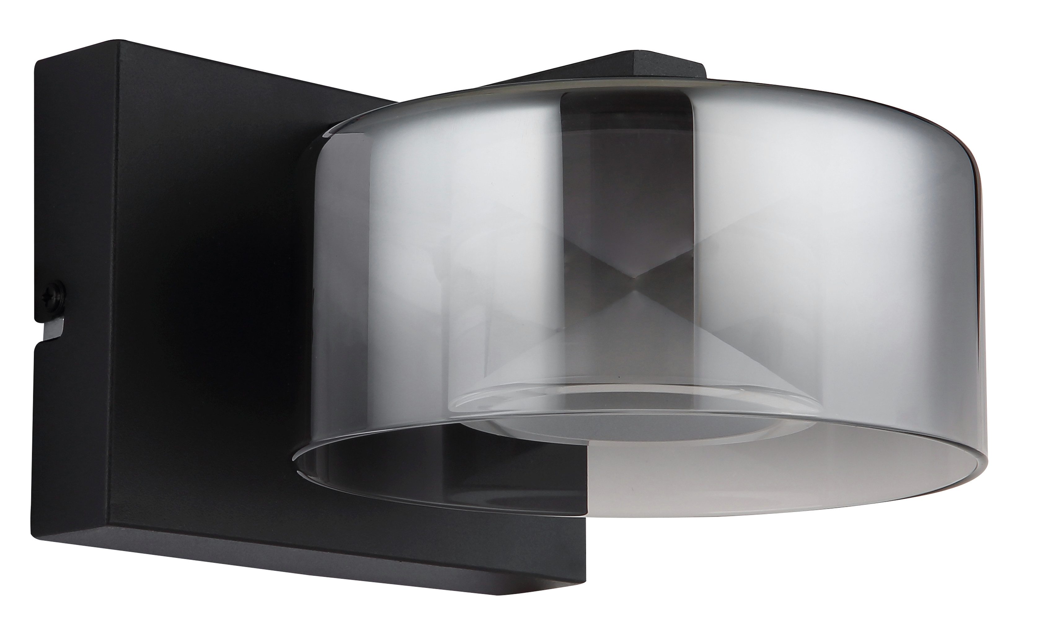 GLOBO LIGHTING LED Wandleuchte BELINDA, LED fest integriert, Tageslichtweiß, Wandlampe/Glas rauchfarben/4000K/Flur/schwarz