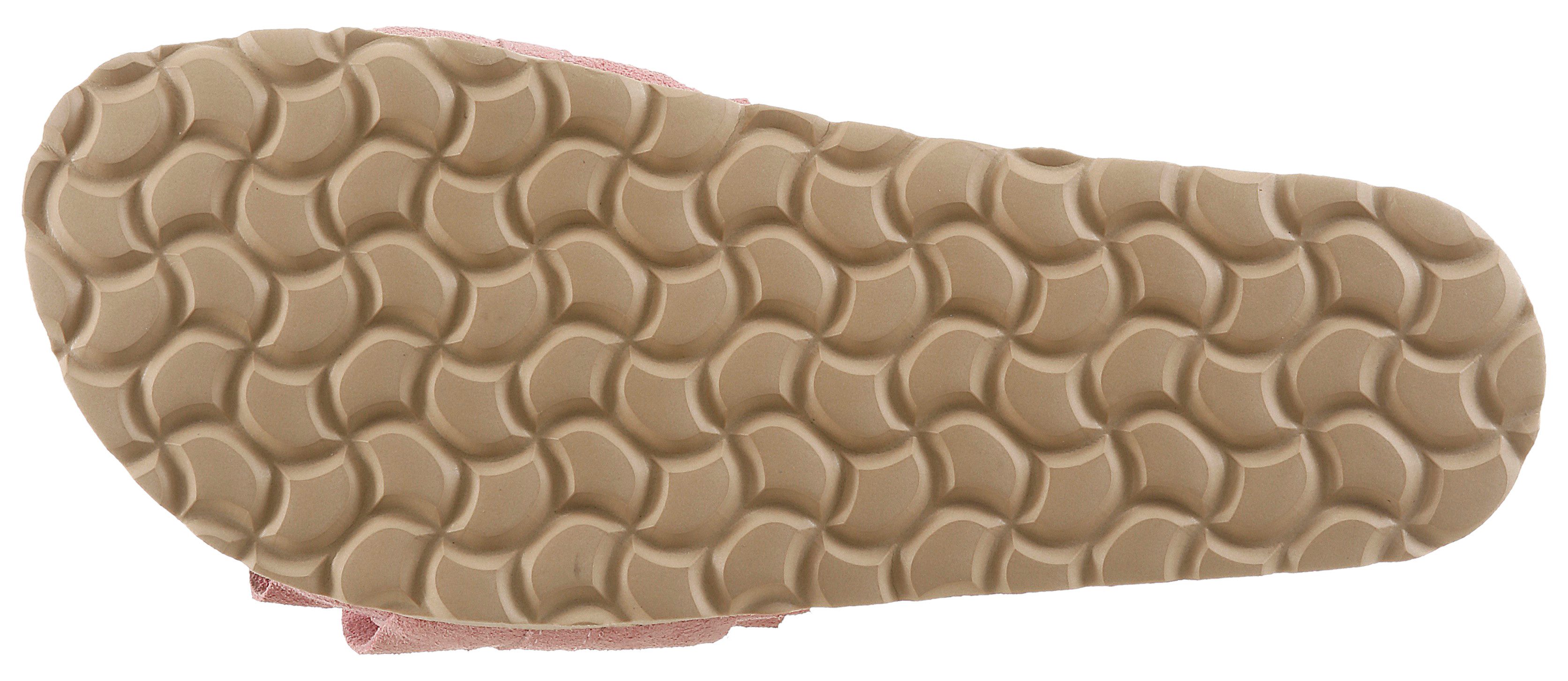 VERBENAS Rocio Roda Pantolette Sommerschuh, Flat mit geschwungenen Laschenstoff