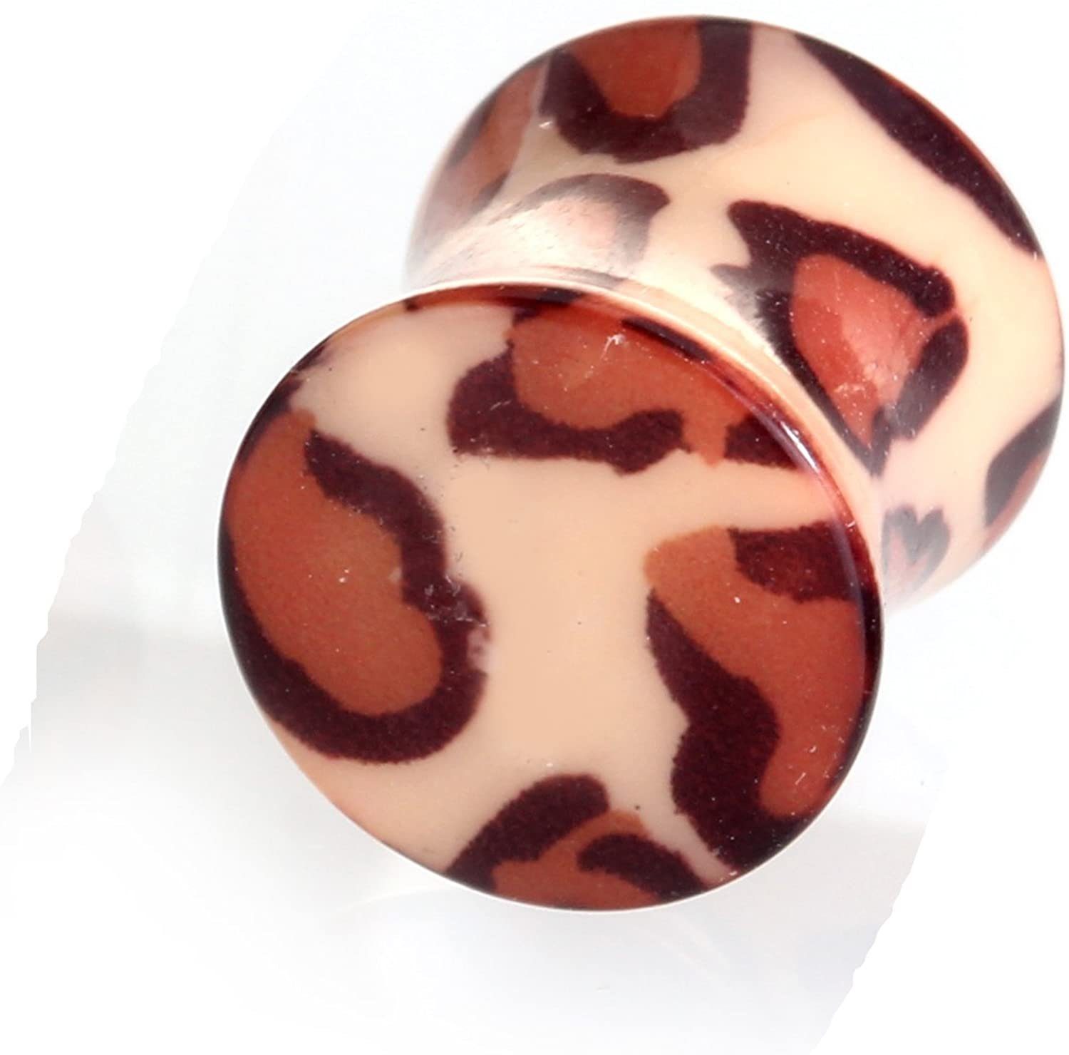 Karisma Plug Karisma Ohr Flesh Plug Tunnel Piercing Acryl Leopard Braun T6346 Größe - 6.0 Millimeter | Plugs