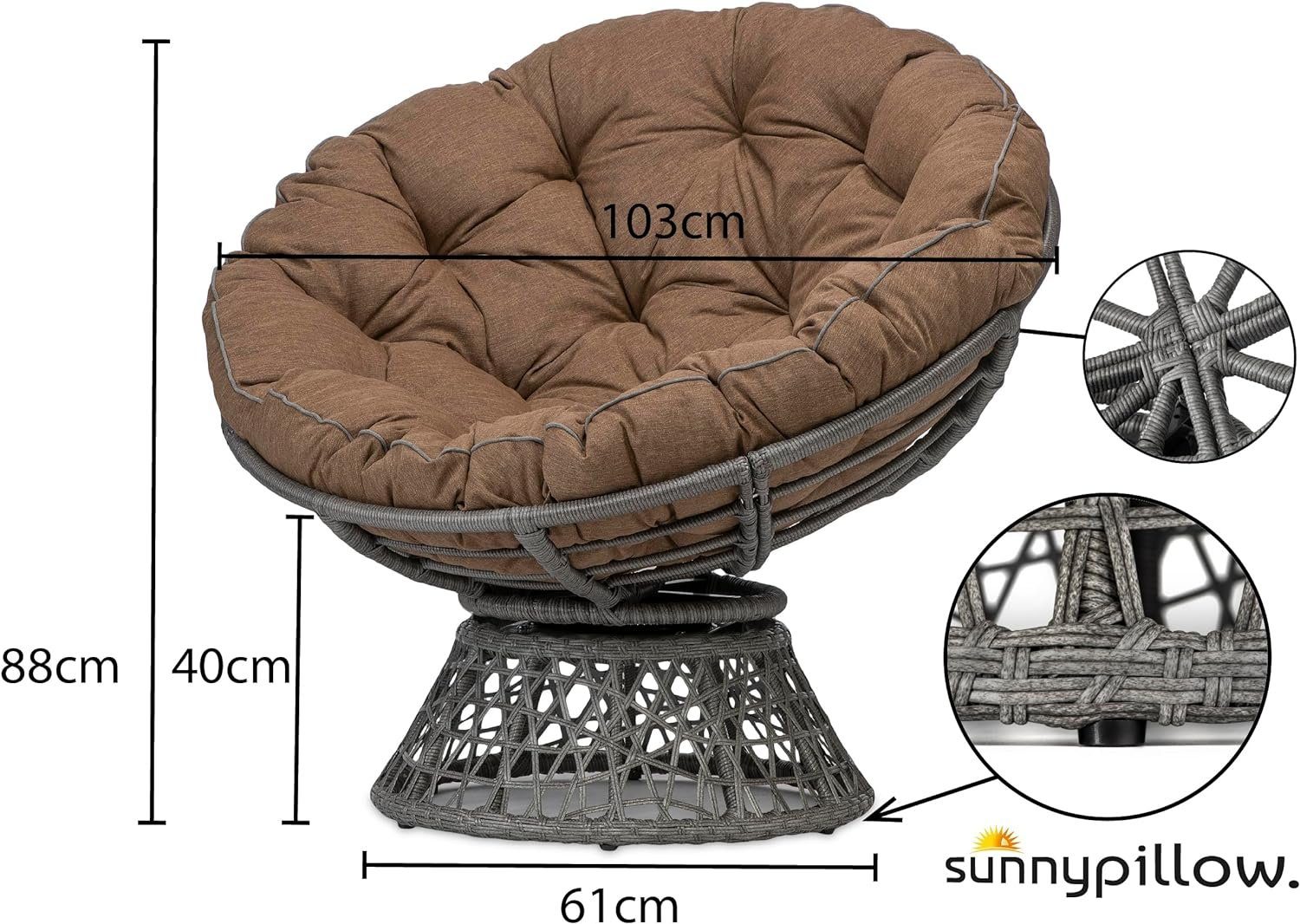 sunnypillow Rattanstuhl Papasansessel, Rattansessel mit Kissen günstig online kaufen