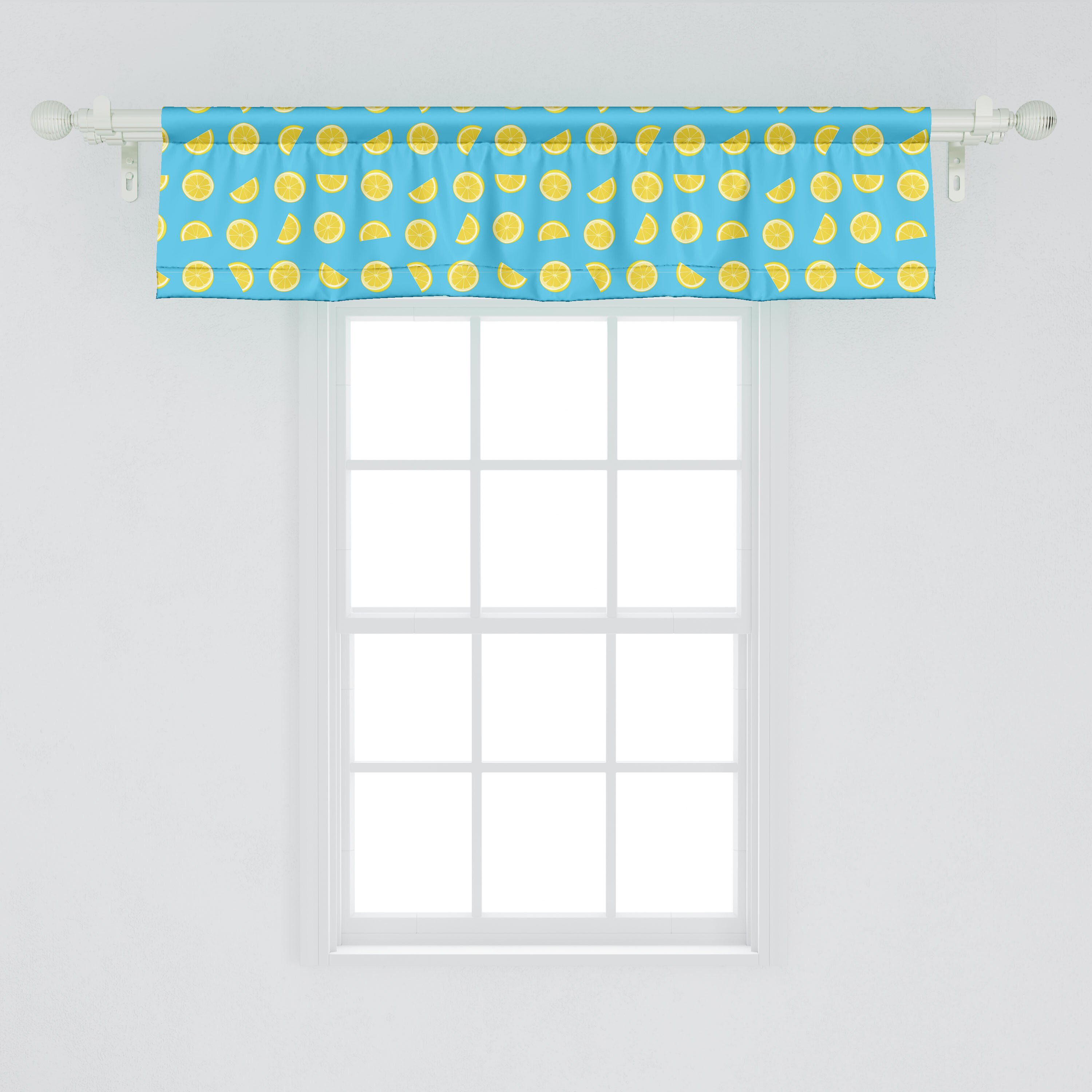 Scheiben Sommer Schlafzimmer für Dekor Küche Vorhang mit Stangentasche, Sonne Abakuhaus, Microfaser, Scheibengardine Zitrone Volant