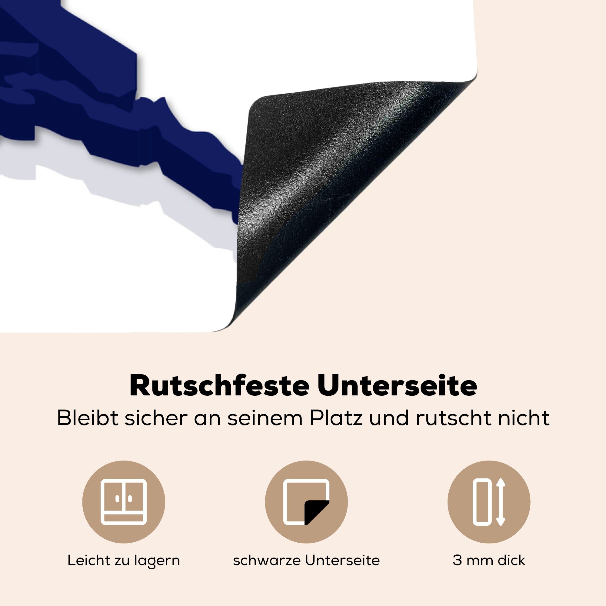 und von die cm, küche Herdblende-/Abdeckplatte Nationalflagge Die Kroatien, MuchoWow für tlg), Arbeitsplatte (1 Form Ceranfeldabdeckung, Vinyl, 78x78