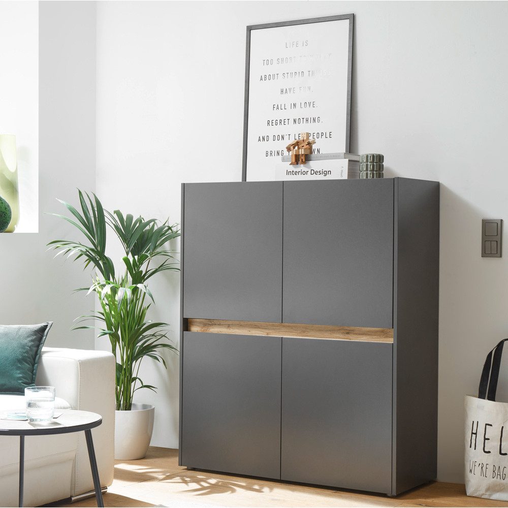 Lomadox Highboard CRISP-61, Wotan Eiche Nb. 100/120/40 cm günstig online kaufen