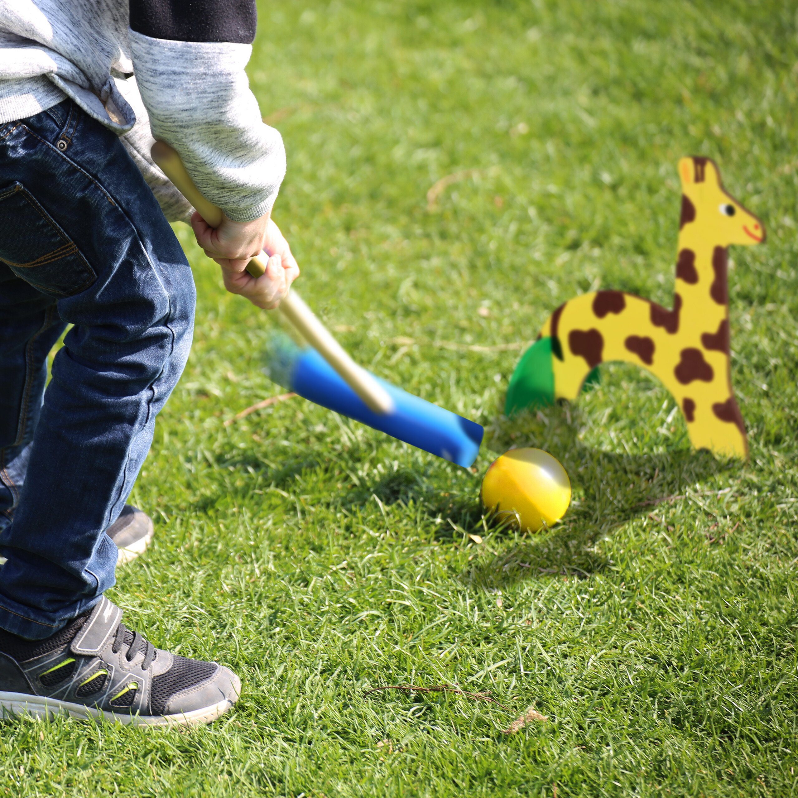 relaxdays Spielzeug-Gartenset Krocket Spiel für Kinder im Tier-Design