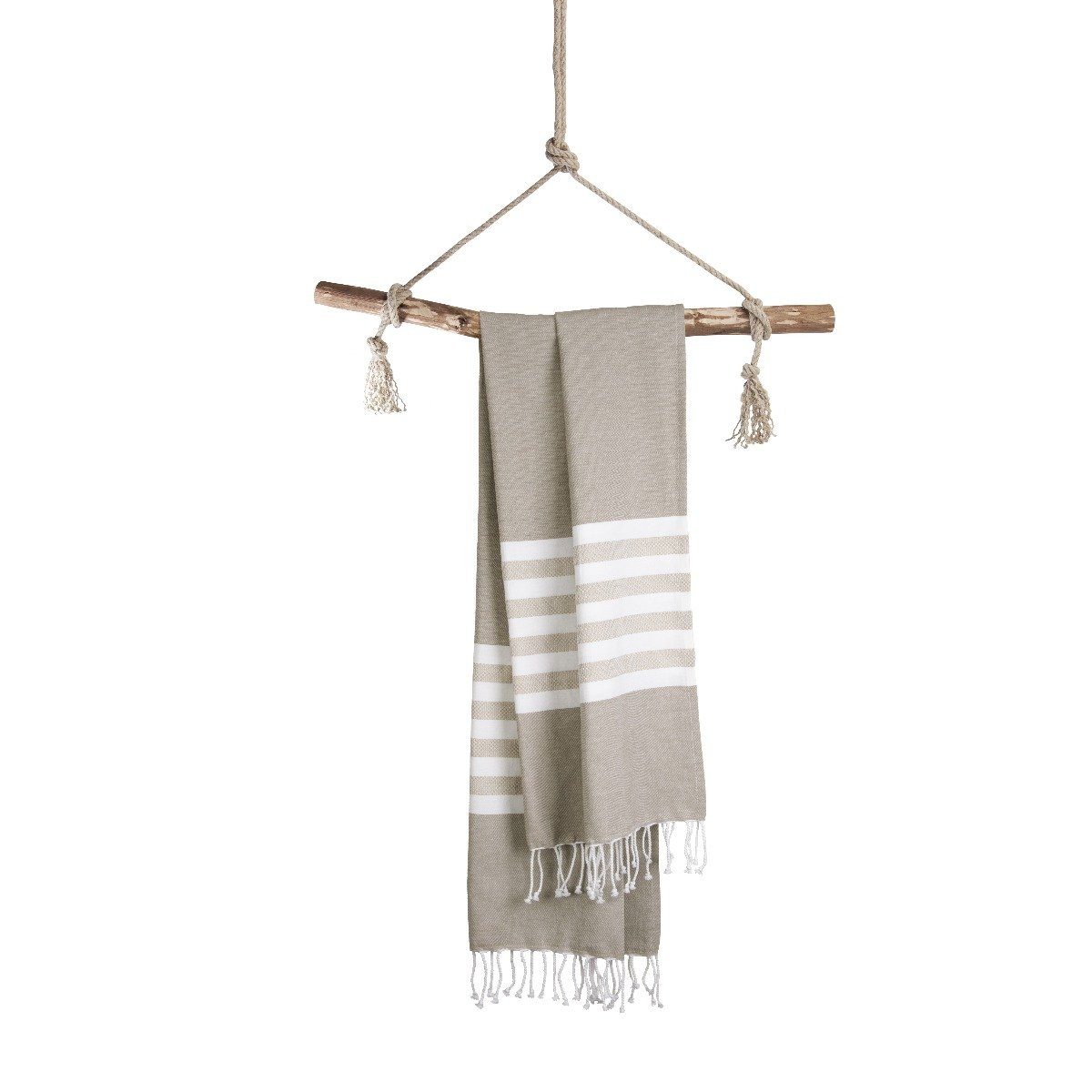 Walra Strandtuch Fouta Sunshade Happiness Taupe - 100x180 cm, Taupe 100% Baumwolle Hammam Handtücher