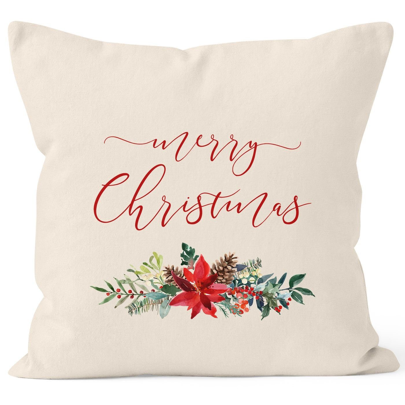 Autiga Dekokissen Kissenbezug Weihnachten Merry Christmas Blumen Weihnachts günstig online kaufen