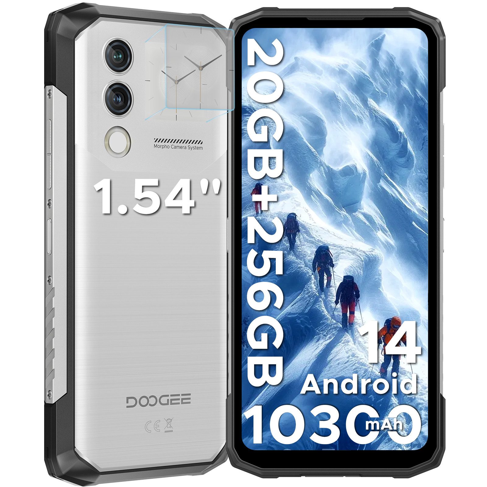 DOOGEE Blade 10 Max Handy mit 1.54" Heckdisplay Smartphone (6.56 Zoll, 256 GB Speicherplatz, 50 MP Kamera, Android 15, 90Hz,50MP+8MP, Fingerabdruck/Face ID/NFC/OTG)