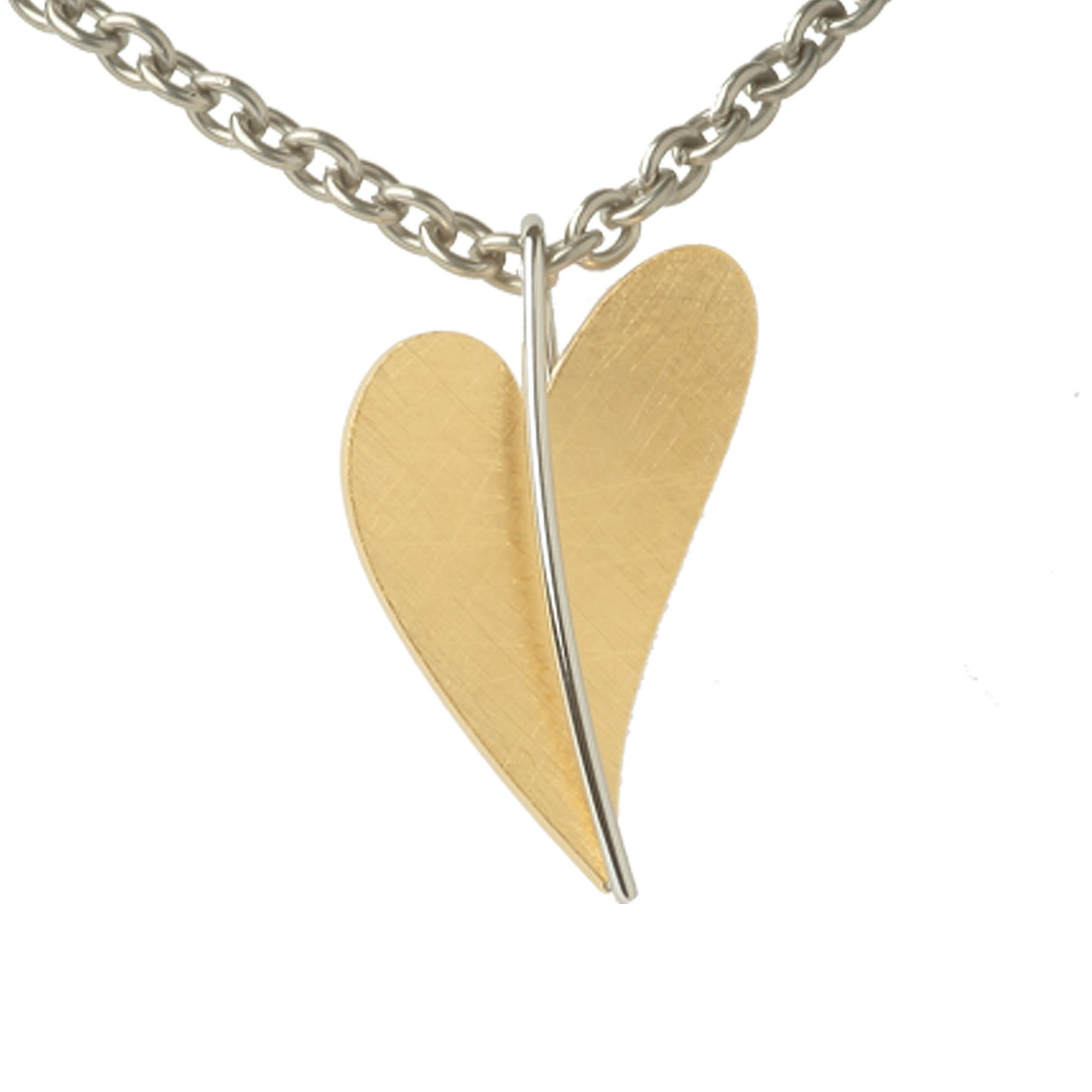 Ernstes Design Herzanhänger Anhänger Herz Mini Edelstahl gekratzt 14 x 21 mm