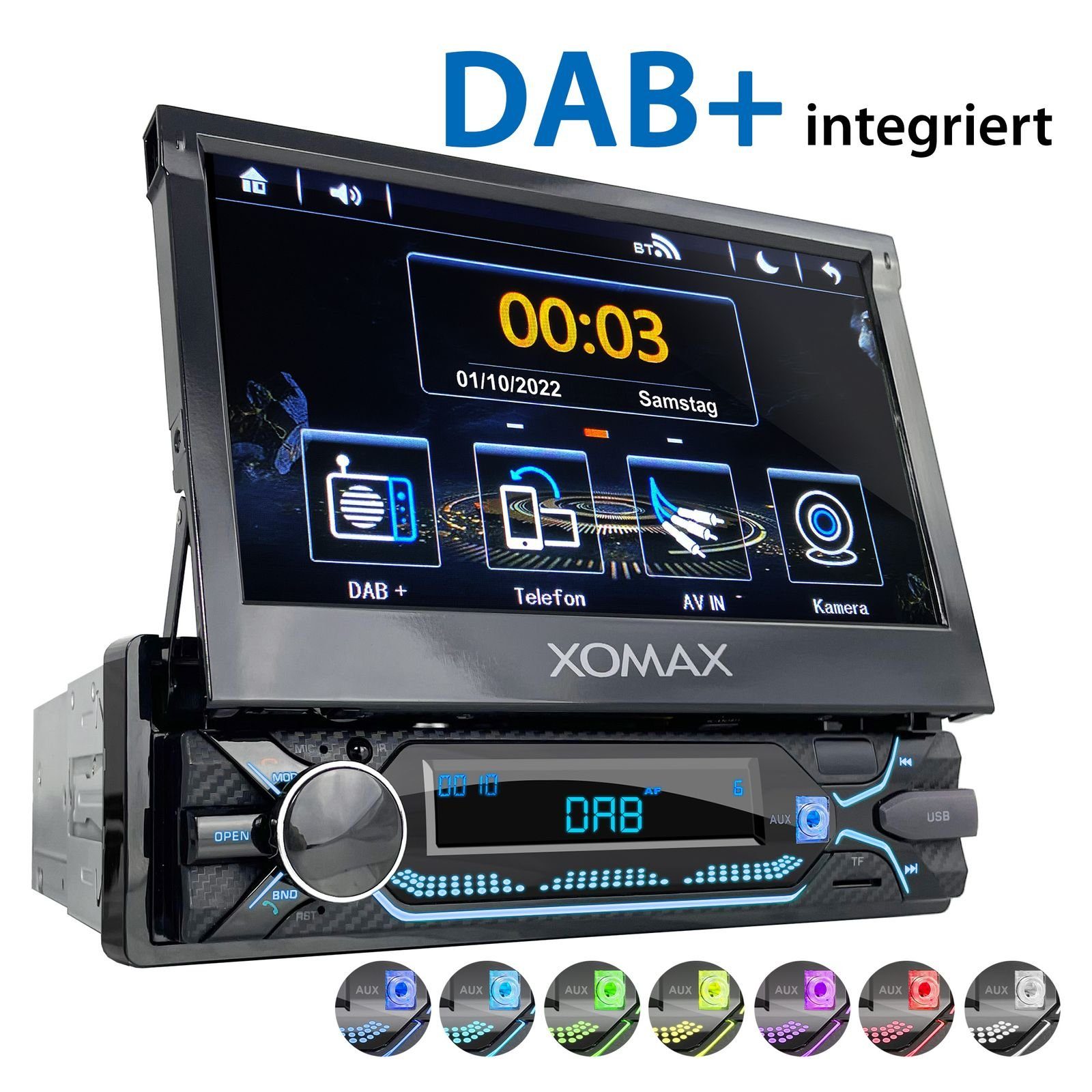 XOMAX XM-V748D Autoradio mit DAB+ plus, 7 Zoll Bildschirm, Bluetooth, 1 DIN  Autoradio