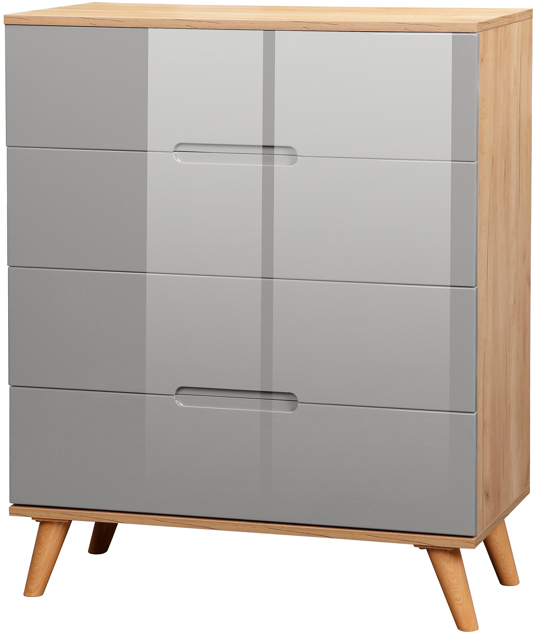 Schubkastenkommode Lund Schlafzimmerschrank Wäscheschrank mit hochglänzenden Fronten