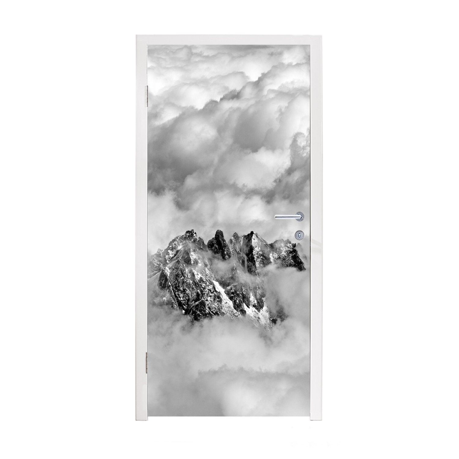 Matt, Tür, Türtapete Türaufkleber, der Gipfel 75x205 Wolken, (1 für Der Blanc inmitten bedruckt, Mont MuchoWow cm Fototapete des St),