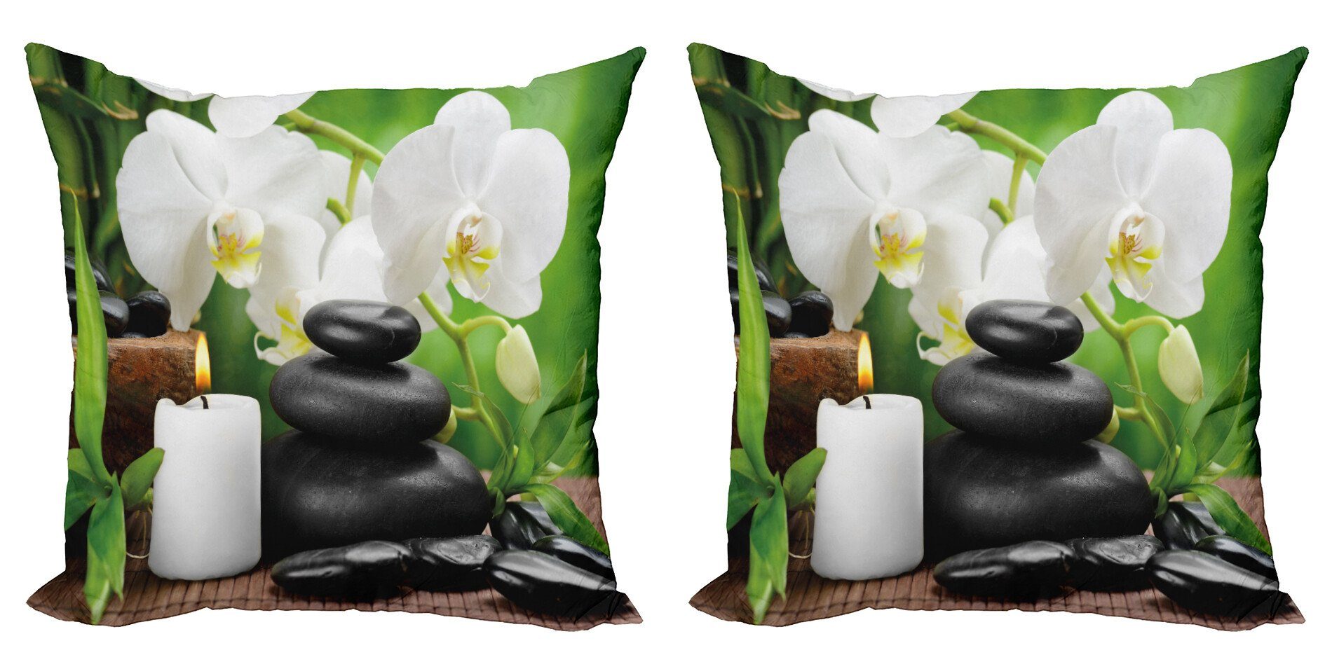 Kissenbezüge Modern Accent Doppelseitiger Digitaldruck, Abakuhaus (2 Stück), Spa Orchideen Steine ​​Natur