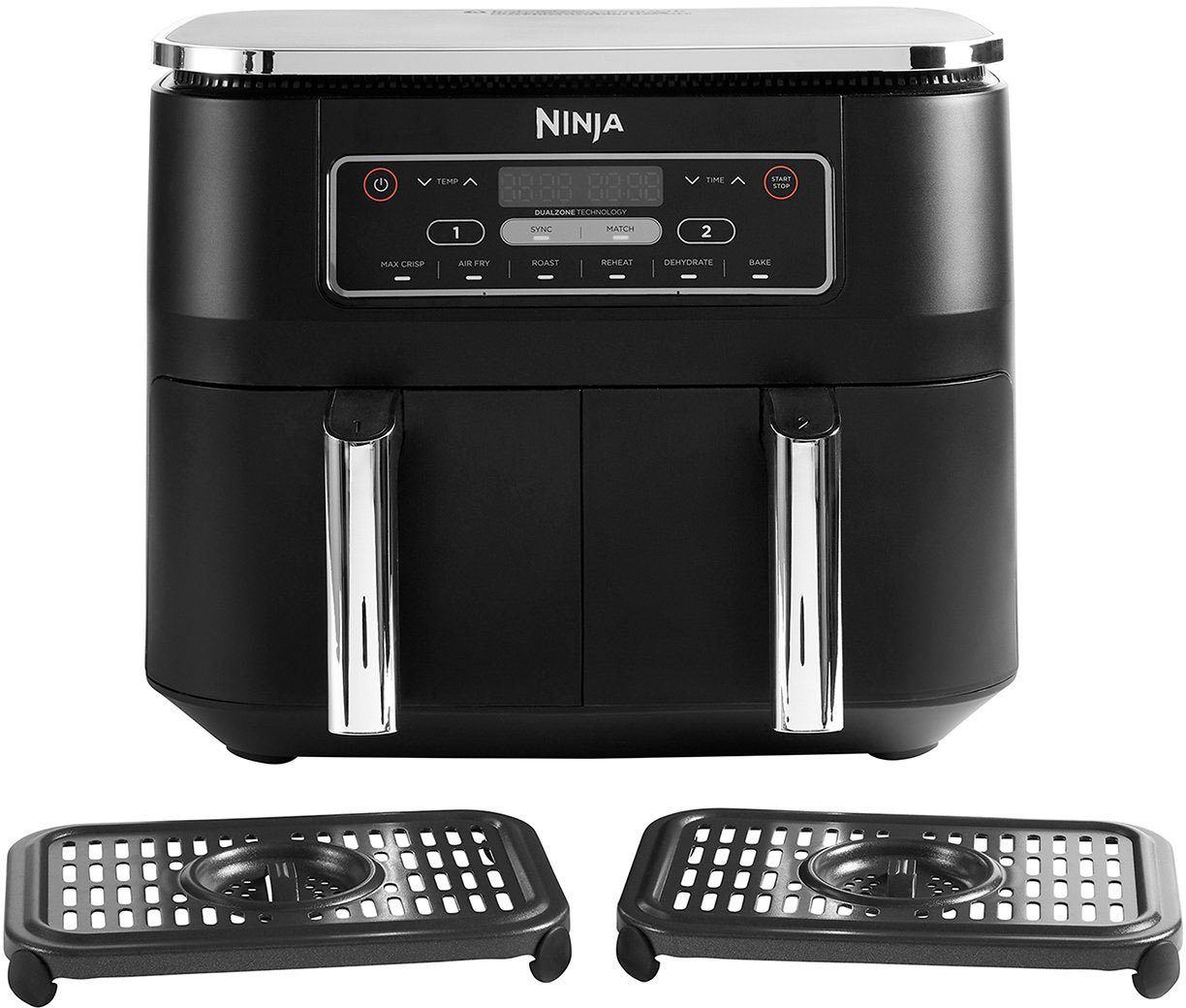 NINJA Heißluftfritteuse Foodi Dual Zone AF300EU, 2400 W, je 0,9 kg Kapazität incl. 2x Knusperblech