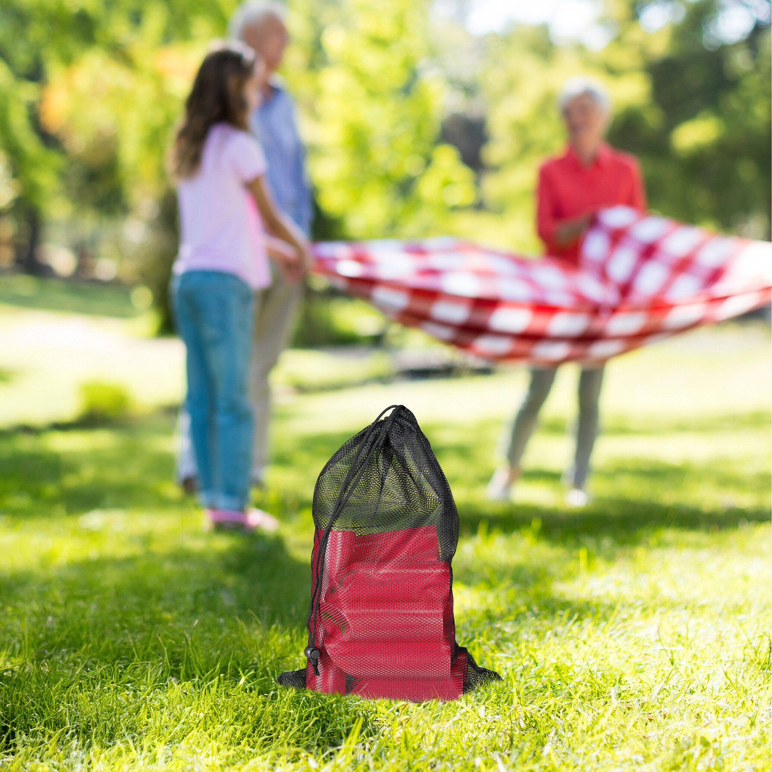 relaxdays Spielzeug-Gartenset Rotes Kubb Wikingerspiel mit Tasche, (14-tlg)