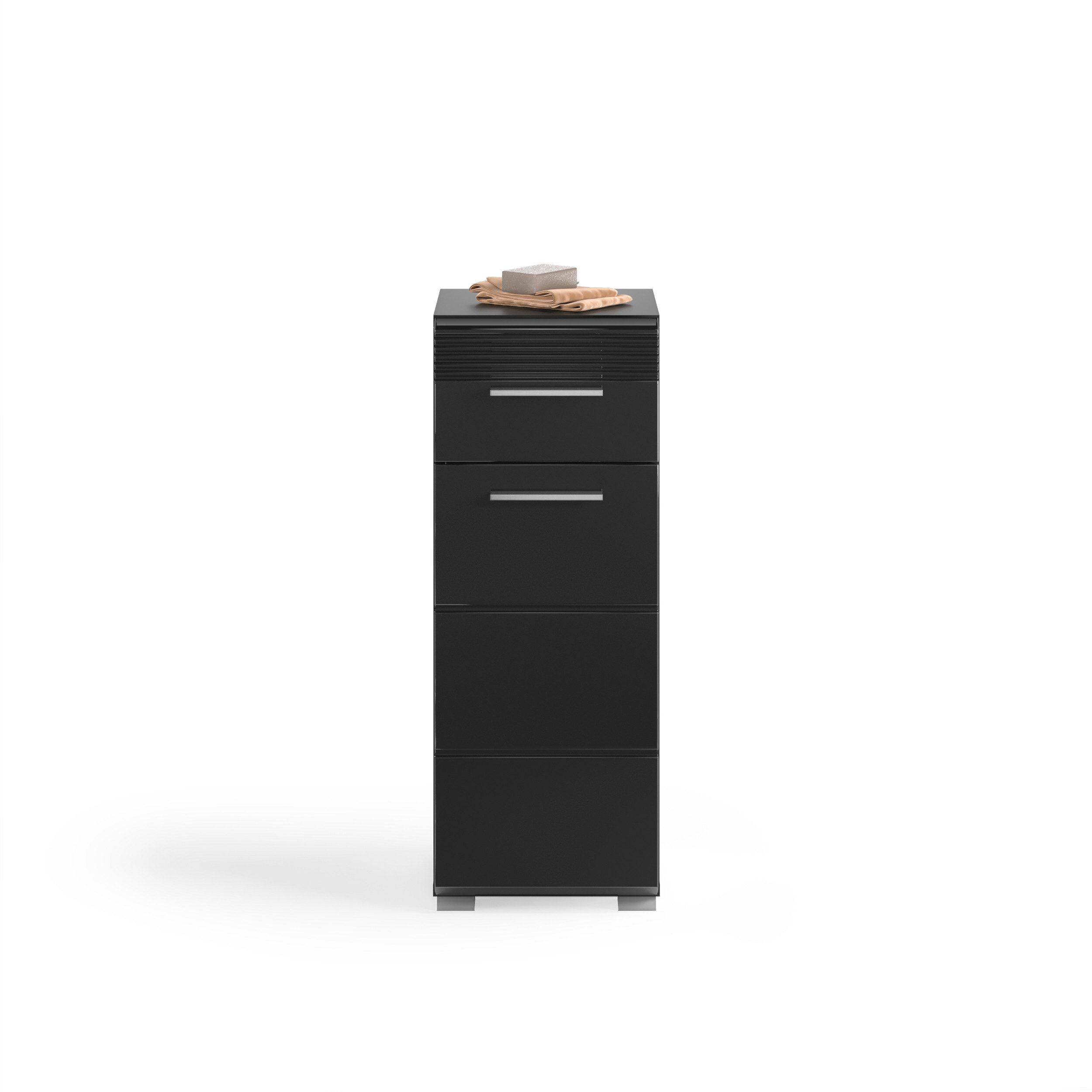 xonox.home Stauraumschrank Linus Schwarz Nachbildung Hochglanz günstig online kaufen
