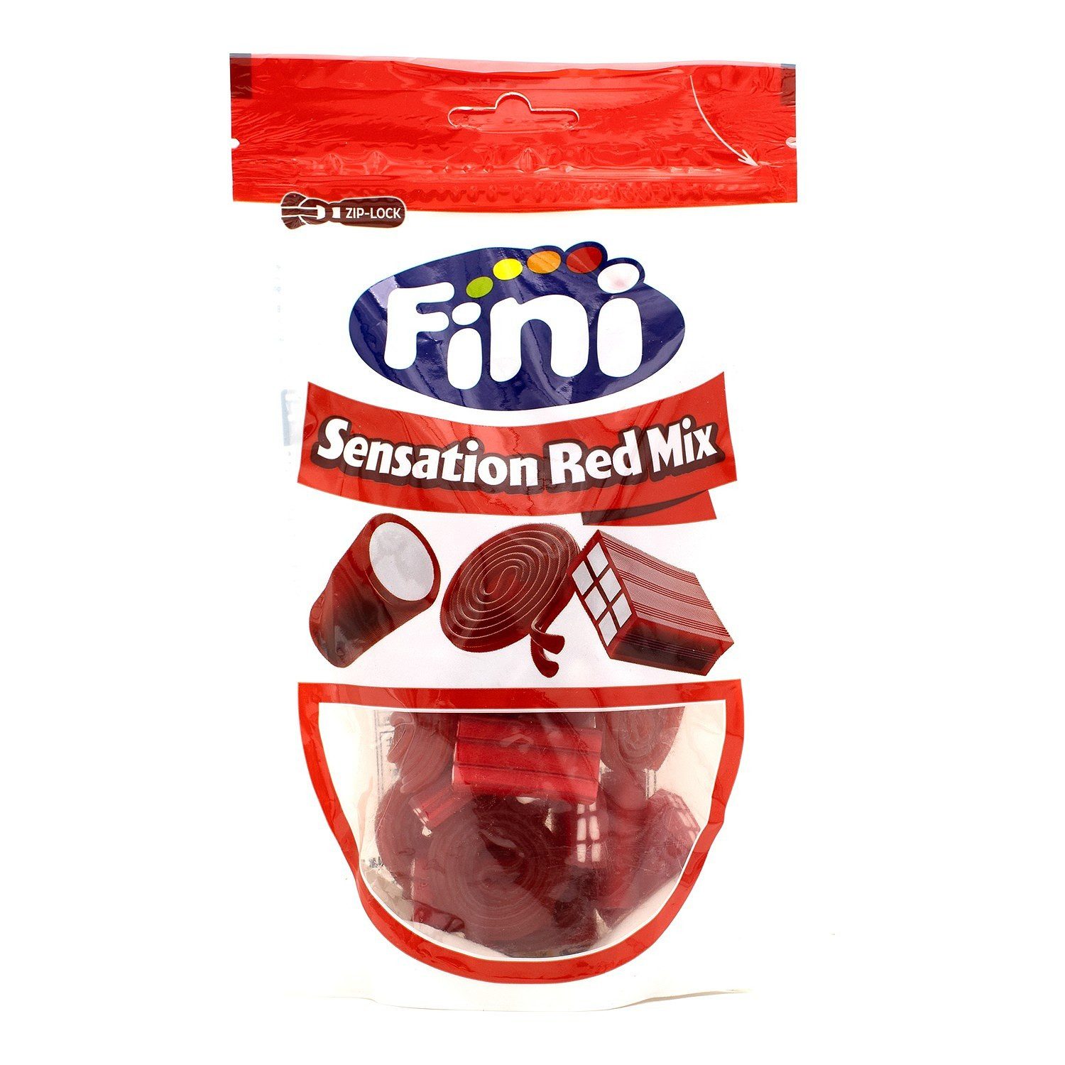 Fini Süßigkeit, 1 x 165 g, Sensation Red Mix – Fruchtgummi & Lakritz-Mix