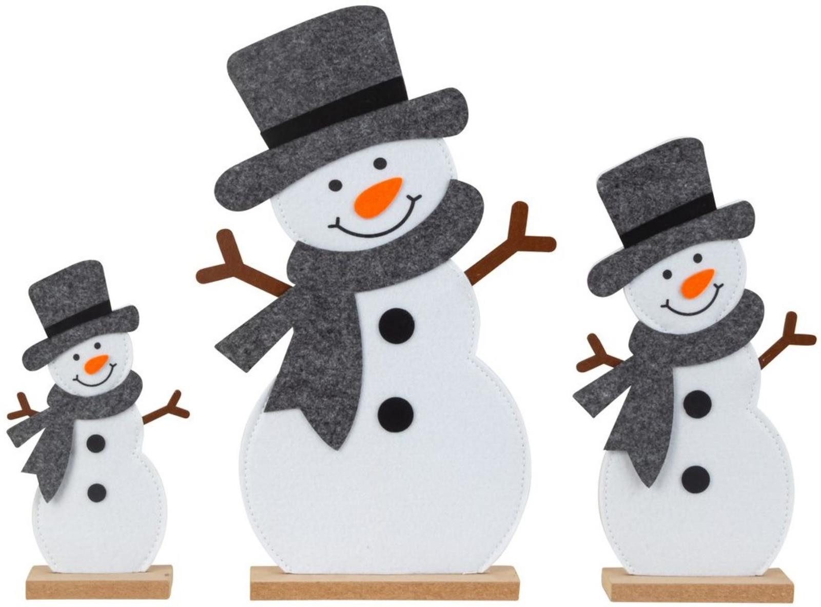 Geschenkestadl Schneemann SET 3 x Schneemann aus Filz 21cm/29cm/37cm Weihnachten Winterdeko (3 St)