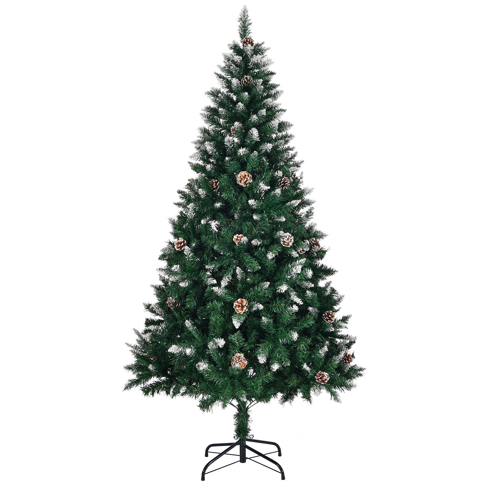 FCH Künstlicher Weihnachtsbaum Tannenbaum mit Kiefernzapfen und Schnee, mit Schneeflockeneffekt