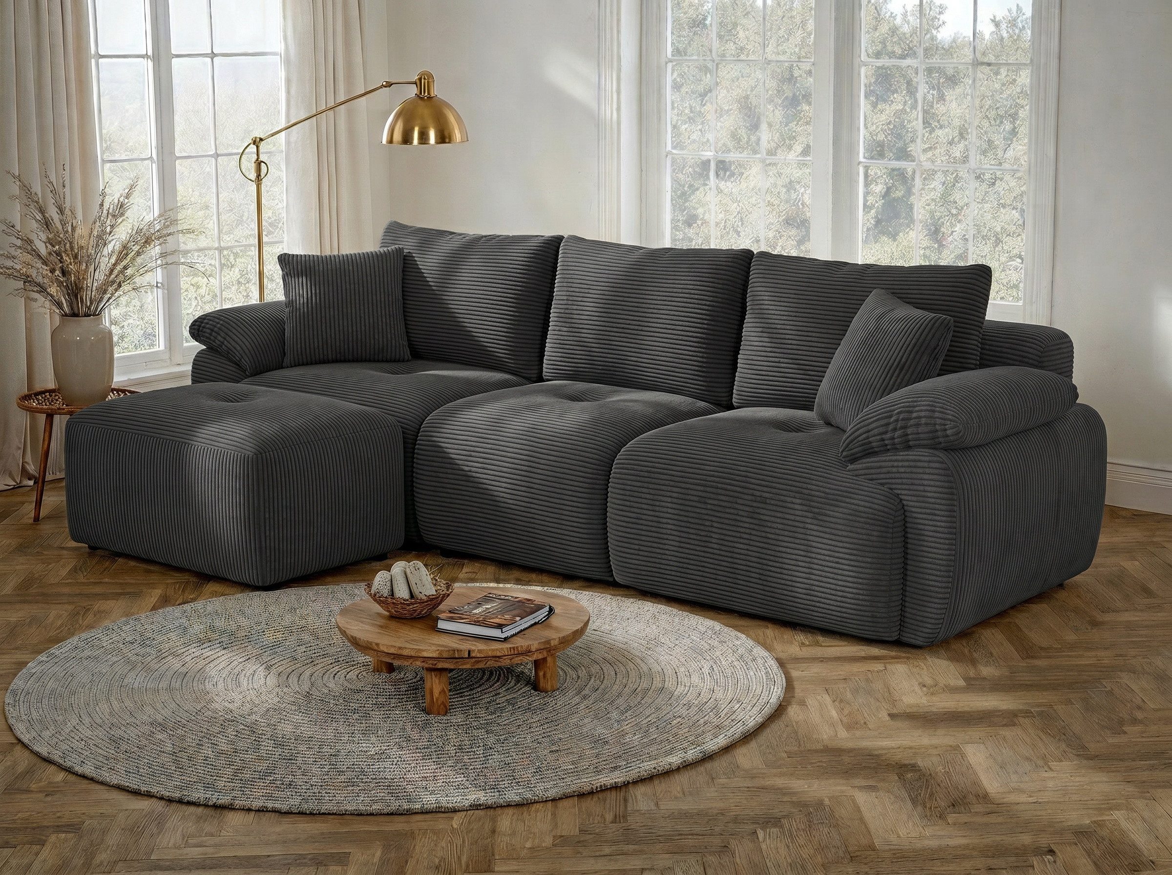 Furnishings Home Ecksofa Couch L-Form Sofa 4-Sitzer Vierersofa mit schlaffunktion, Modulares 104-Zoll-Wohnzimmer-Sofaset Groß und bequem