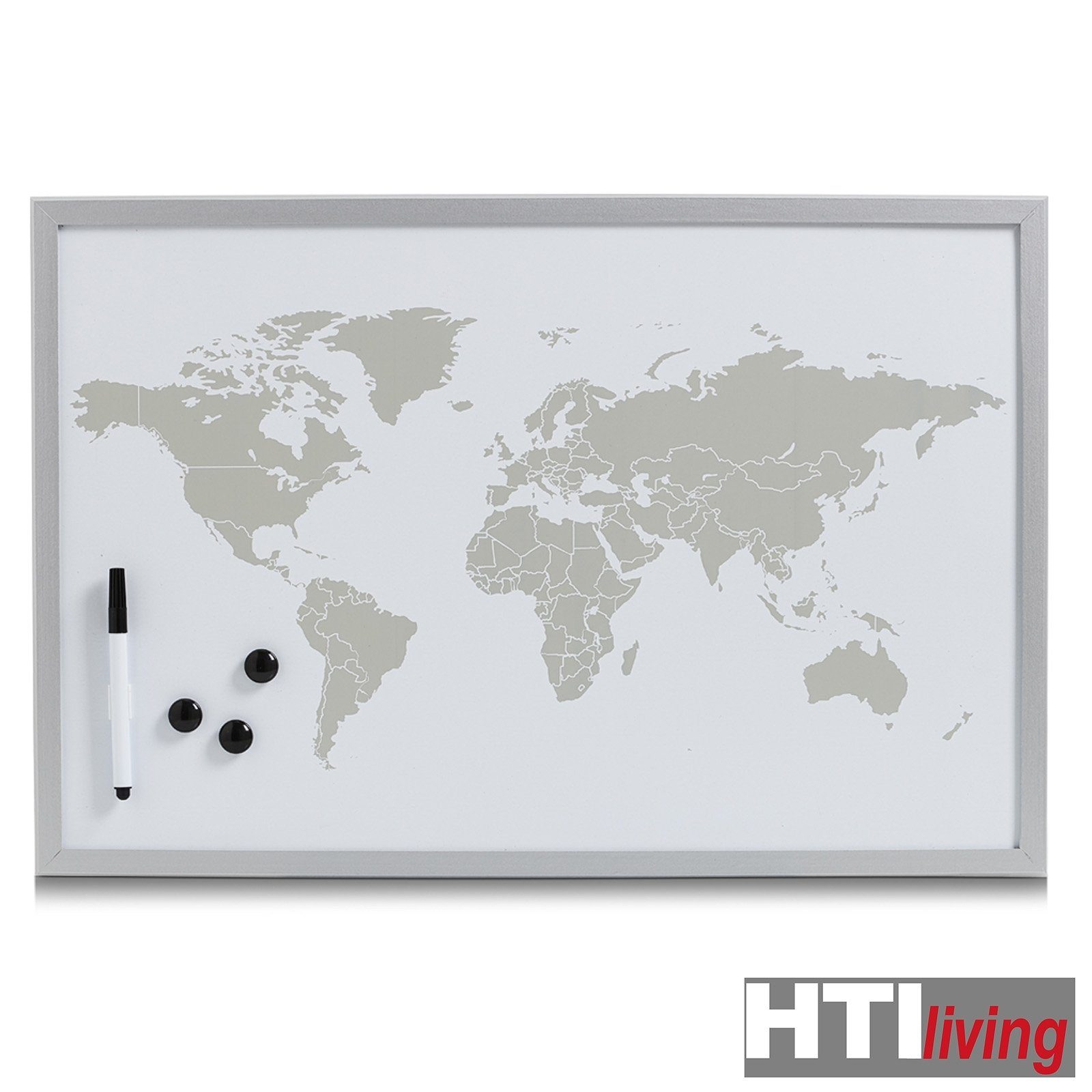 Memoboard HTI-Living Memoboard Magnettafel Magnetboard World, 1-tlg), beschreibbar (Stück, Schreibtafel Schreibboard