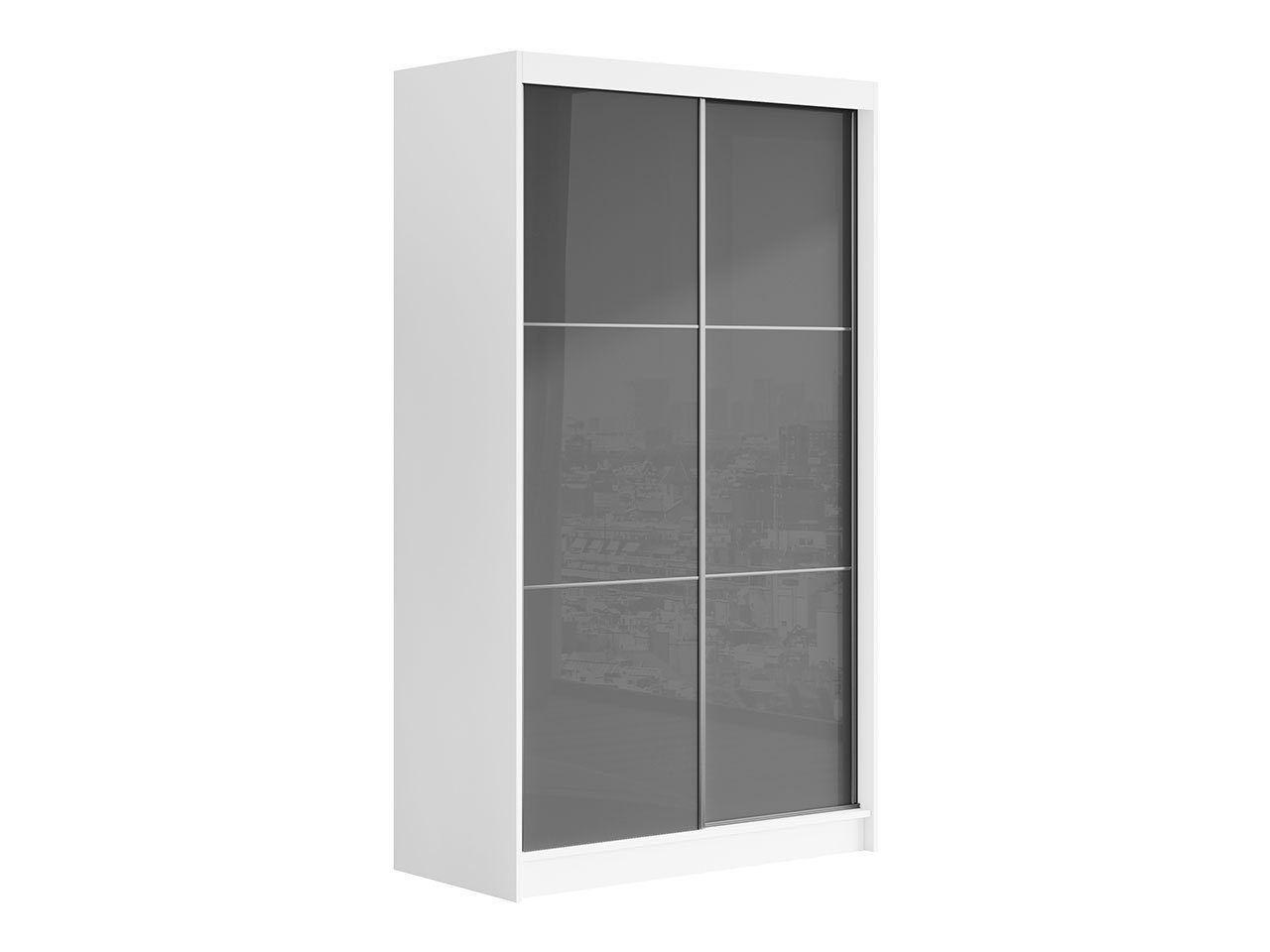 Grau der Tür MÖBEL VALENCIA cm, Lacobel-Glas Kleiderschrank mit Schiebeschrank 120 Weißer MKS an