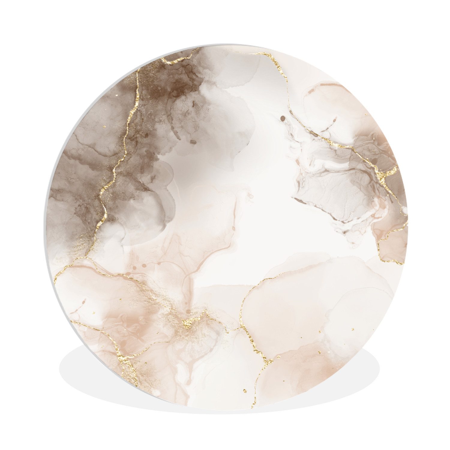 MuchoWow Gemälde Marmor - Braun - Sepia, Fotodruck (1 St), Kreis Wanddekoration, Rundes Wandbild, 30x30 cm