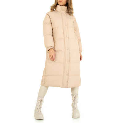 Ital-Design Wintermantel Damen Freizeit Gefüttert Mantel in Beige