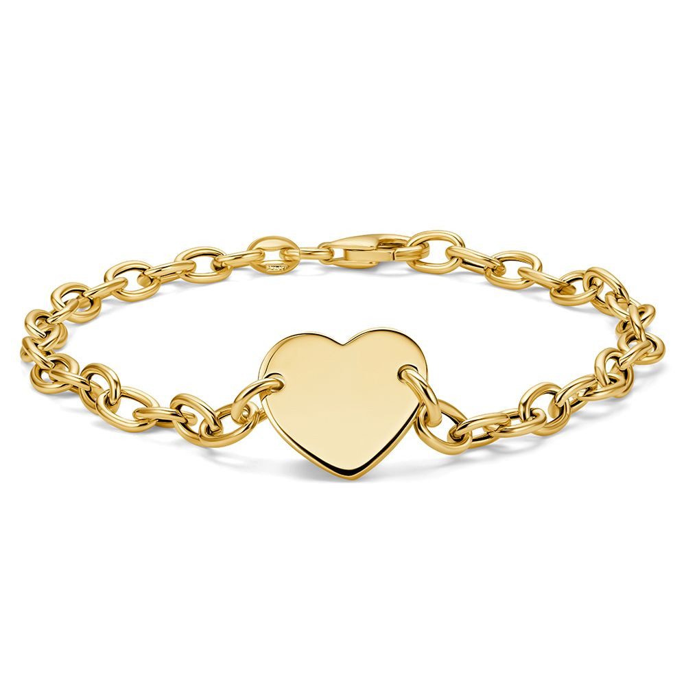 Miore Armband SIL007B - mit Herz - 18 kt vergoldetes 925 Sterling Silberarmband, Armbandlänge 19 cm & 4,5 cm Breit