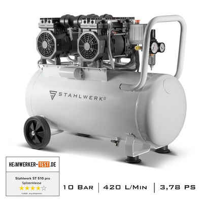 STAHLWERK Kompressor Druckluft Flüsterkompressor ST-510 Pro mit 10 Bar, max. 10 bar, 50 l, 17-tlg., 2780 Watt / 3,78 PS