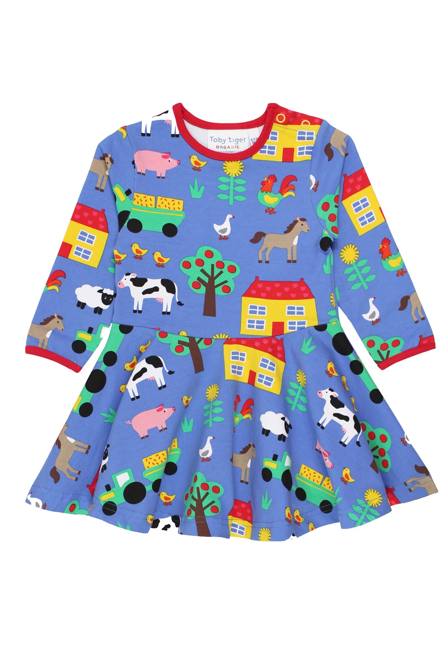 mit Tiger Bauernhof Skater Shirtkleid Kleid Print Toby