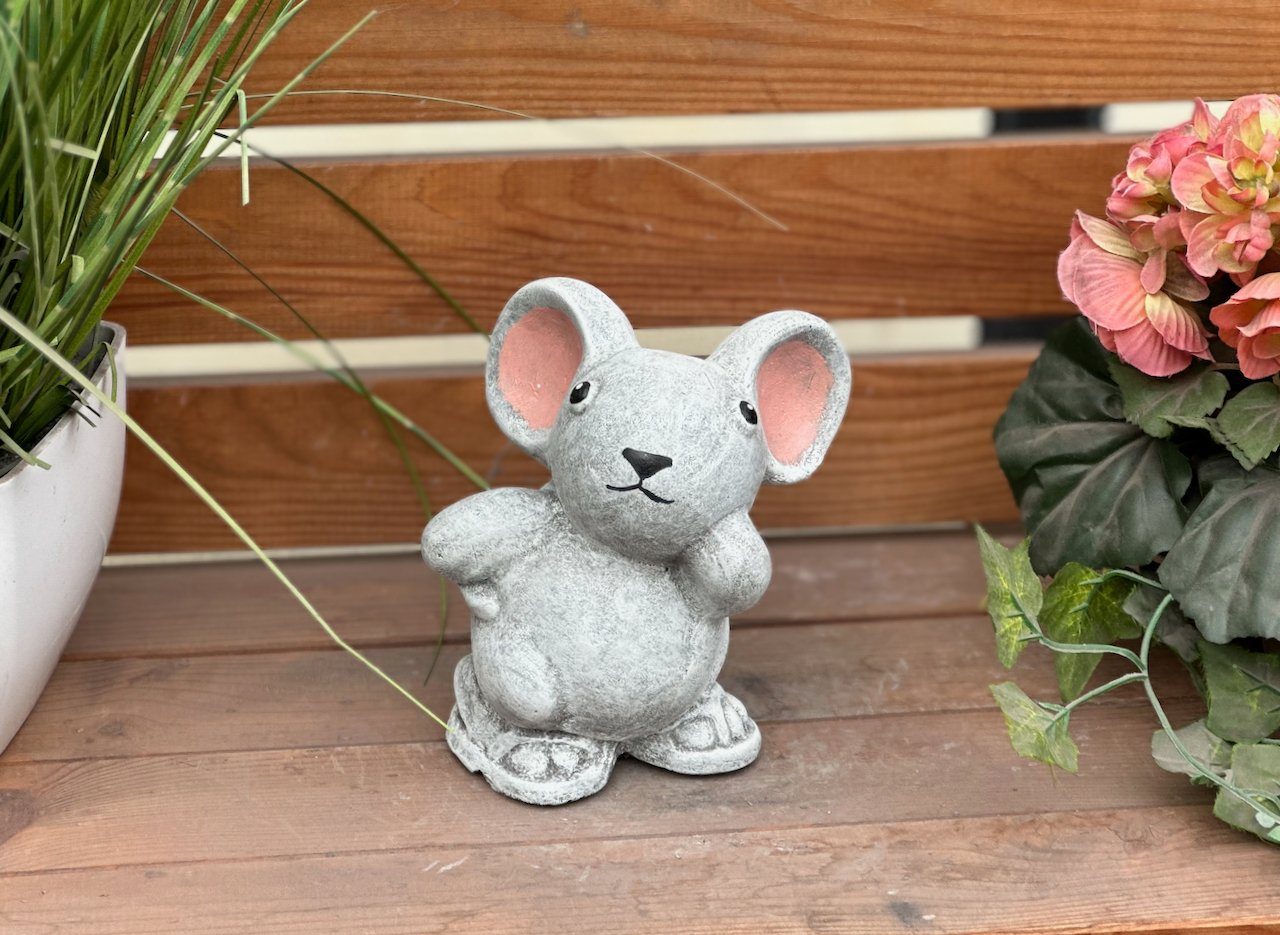 Stone and Style Gartenfigur Frostfeste Steinfigur Maus Stella