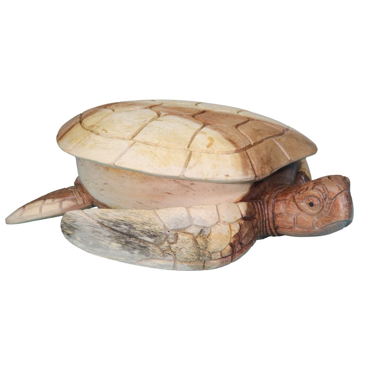 Oriental Galerie Aufbewahrungsbox Natur Holz Schildkröte Dekofigur mit Geheimfach 30 cm