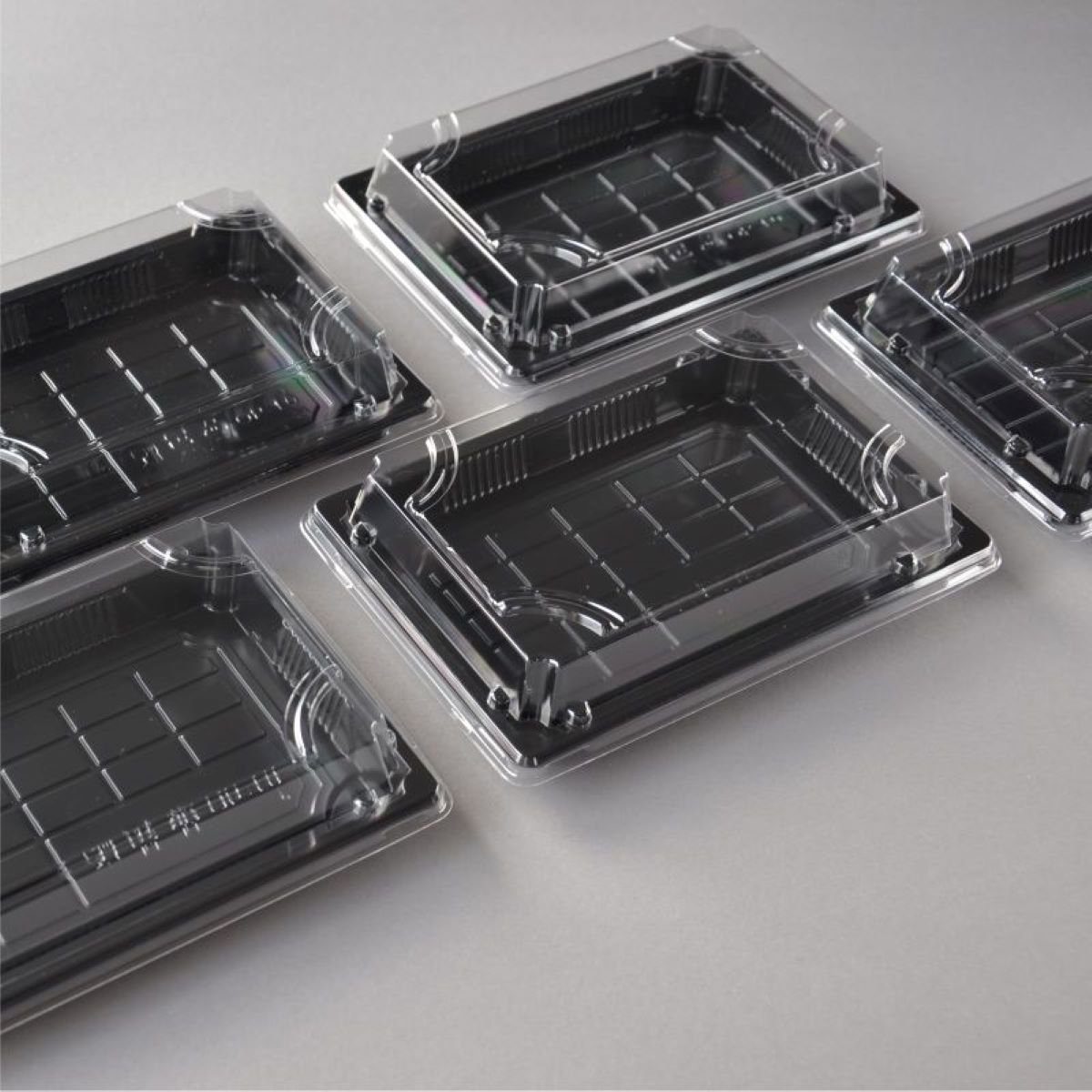 Box Stück Sushi mm), mit OP Verpackung Einwegschale wellenförmigen Sushi Deckel mit Schalen 1.0 Boden, Sushi (186×129×30 Tray 400