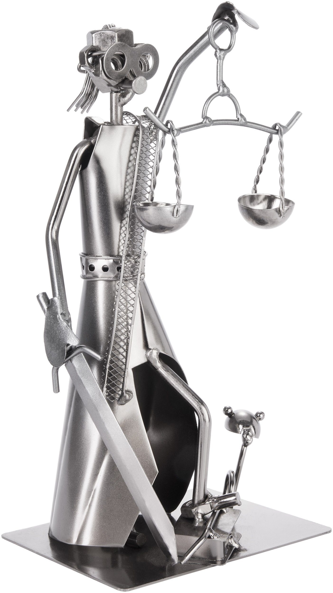 Dekofigur Schraubenmännchen Justitia mit Schlange und Waage - Jura Eisenfigur