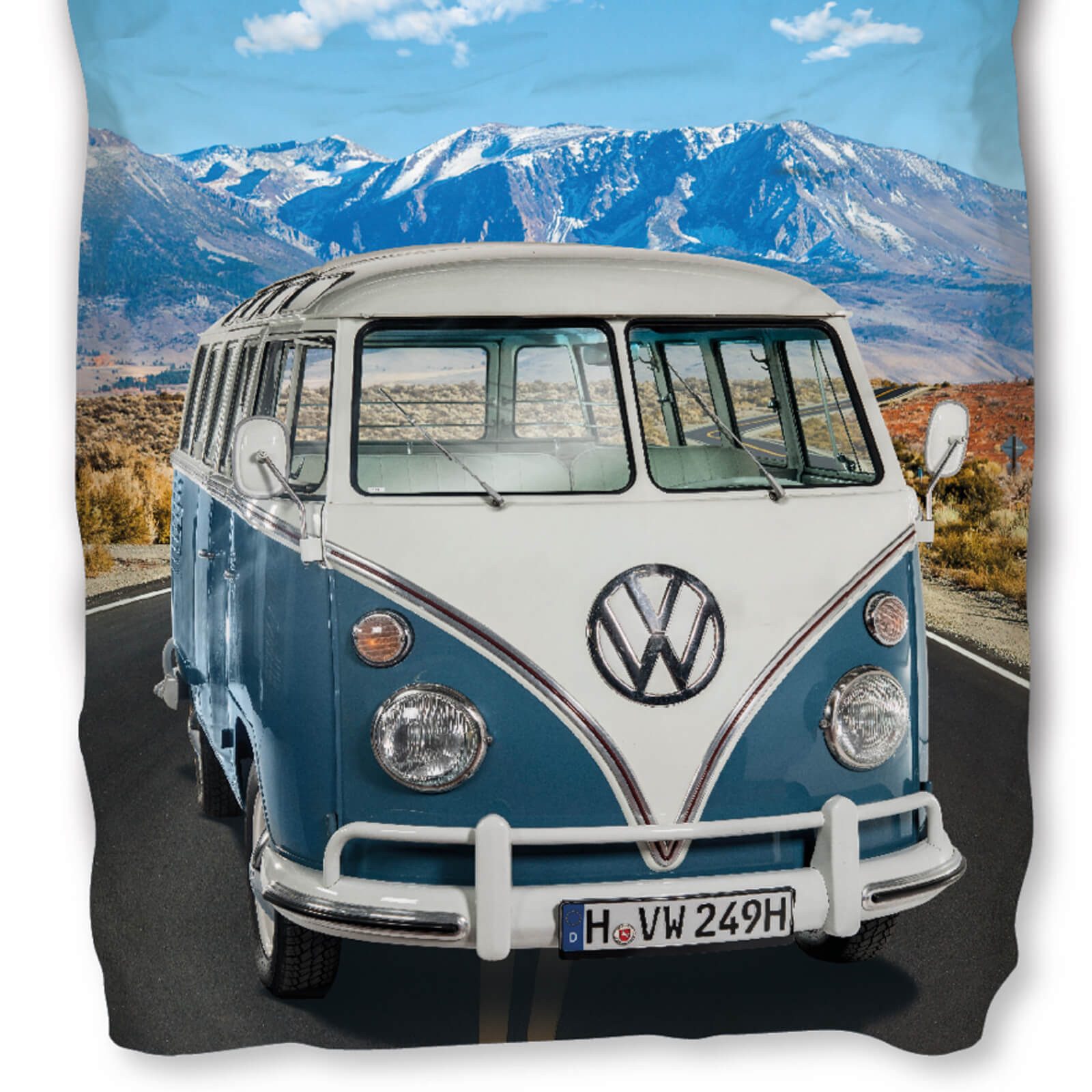 SkyBrands Bettwäsche VW Bulli T1 Panorama, Renforcé, 2 teilig, Berge, Alpen, Oldtimer, Automarke – Bild 3 von 5